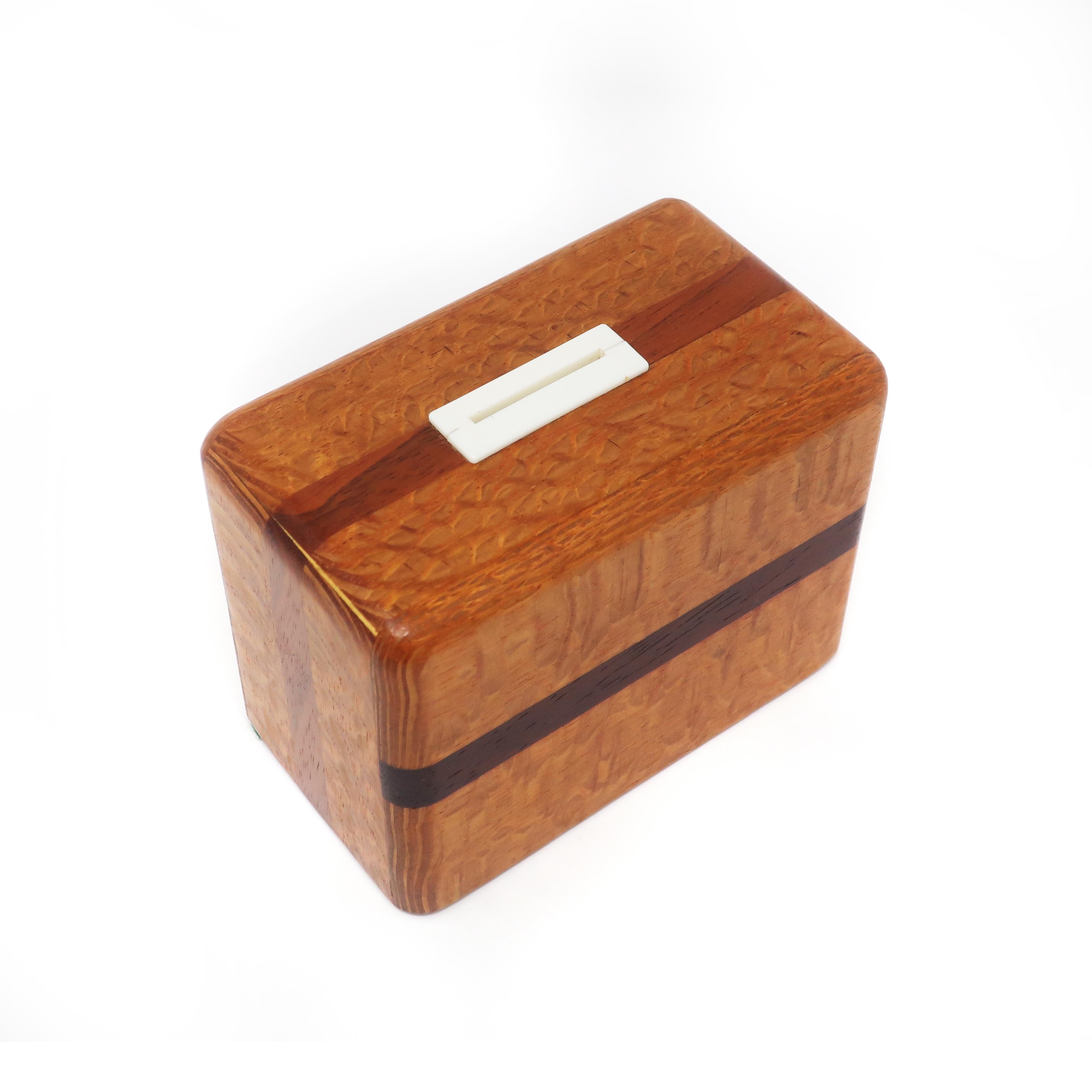 Vintage Handmade Wood Coin Bank For Sale at 1stDibs