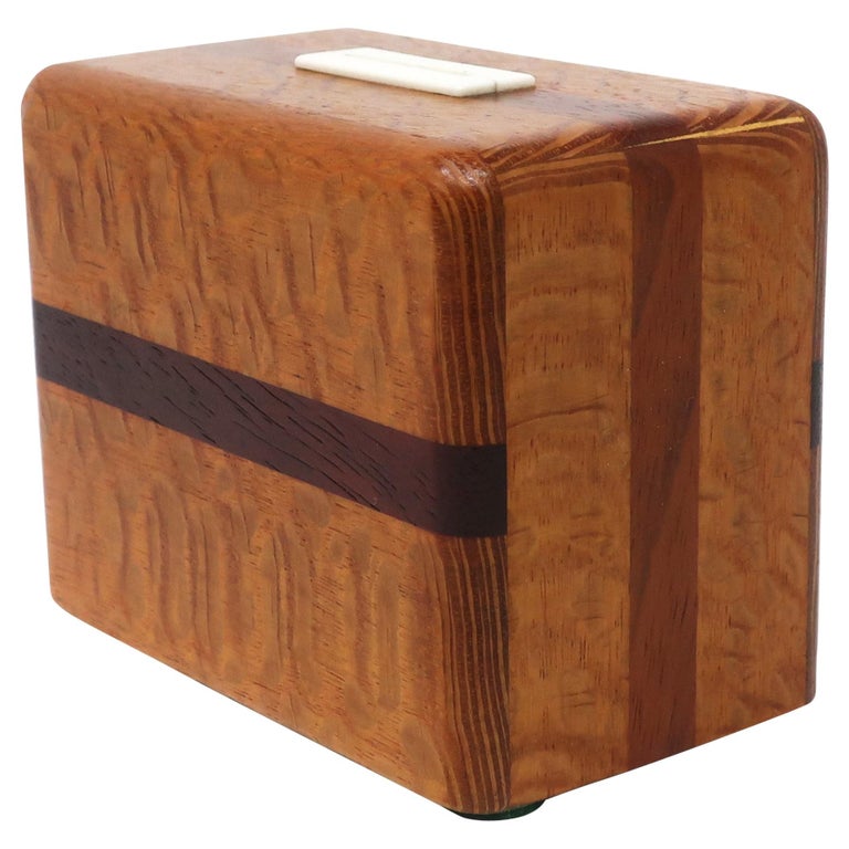 Vintage Handmade Wood Coin Bank For Sale at 1stdibs
