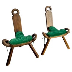 Vintage Handmade Wooden Birthing Chairs – A Pair