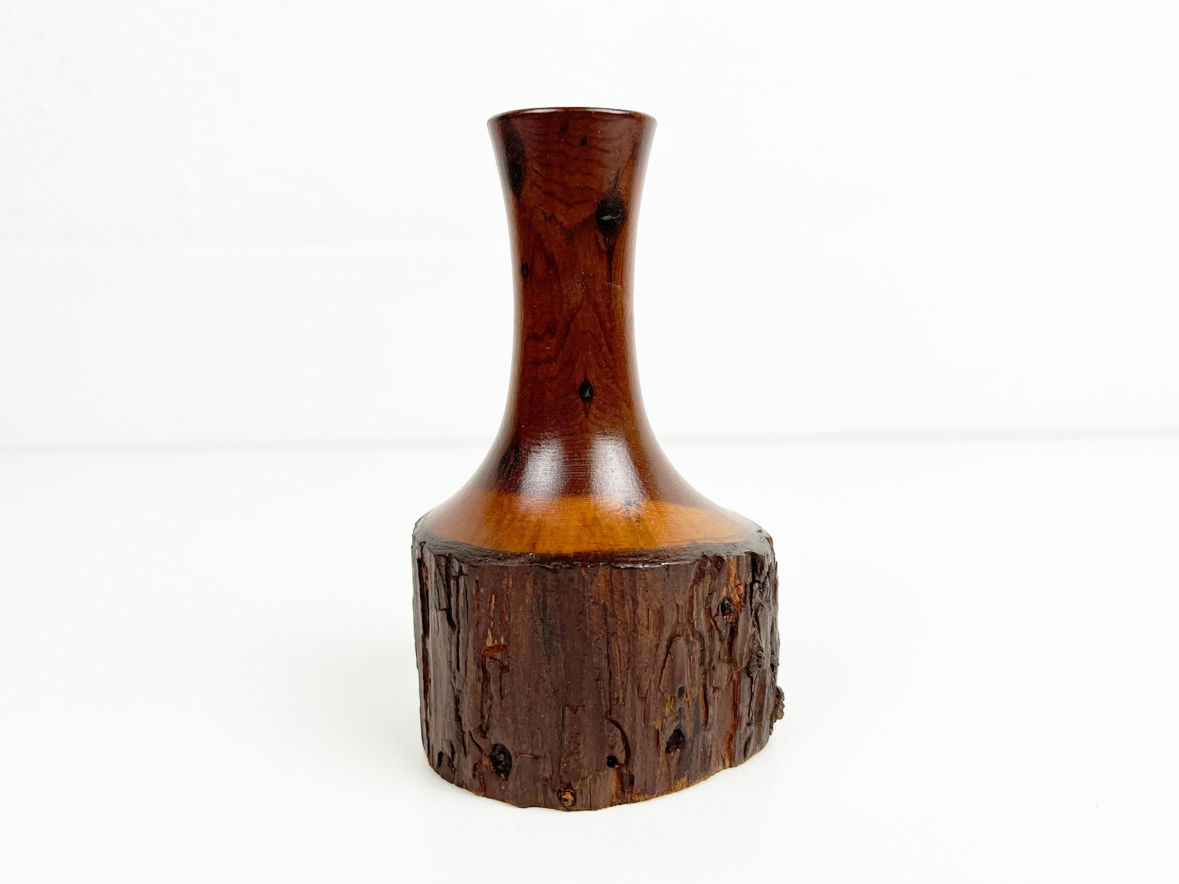 Vintage Handmade Wooden Budvase For Sale 3