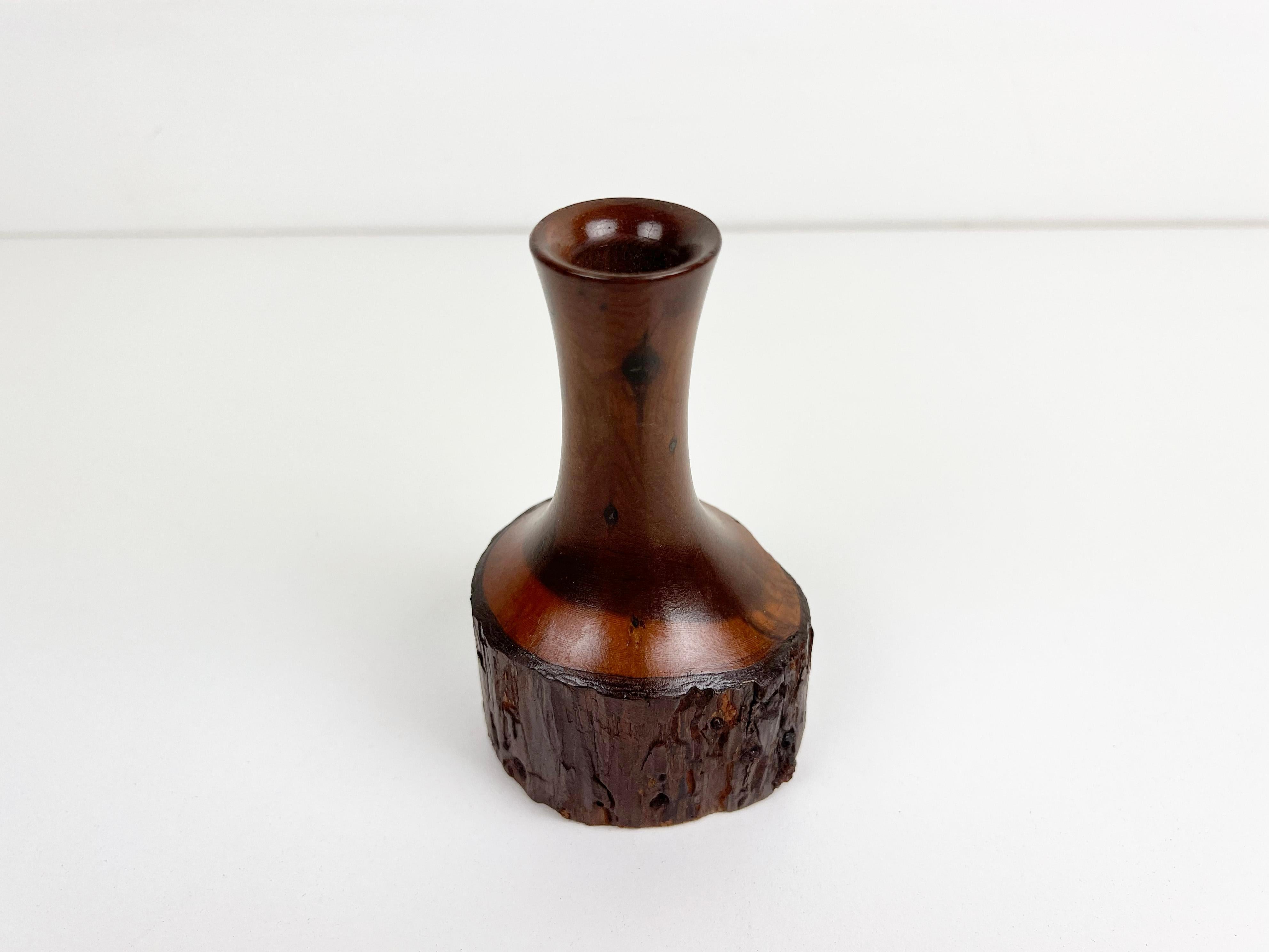 20th Century Vintage Handmade Wooden Budvase For Sale