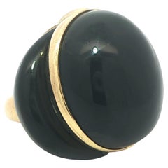Vintage Handmade Yellow Gold Cabochon Black Onyx Heavy Cocktail Ring Vintage Handmade Yellow Gold Cabochon Black Onyx Heavy Cocktail Ring