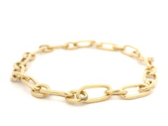 Vintage Handmade Yellow Gold Oval & Round Open Link Chain Charm Bracelet