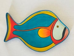 Vintage Handpainted Fish Tray, Whimsical Antique Serveware, 1970