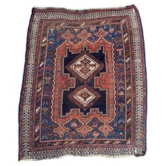 Vintage Handwoven Afshar Rug in Geometric Tribal Motif – 4'6" X 3'7"