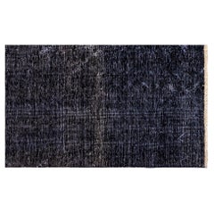 Vintage Handwoven Dark Blue Turkish Rug No:1