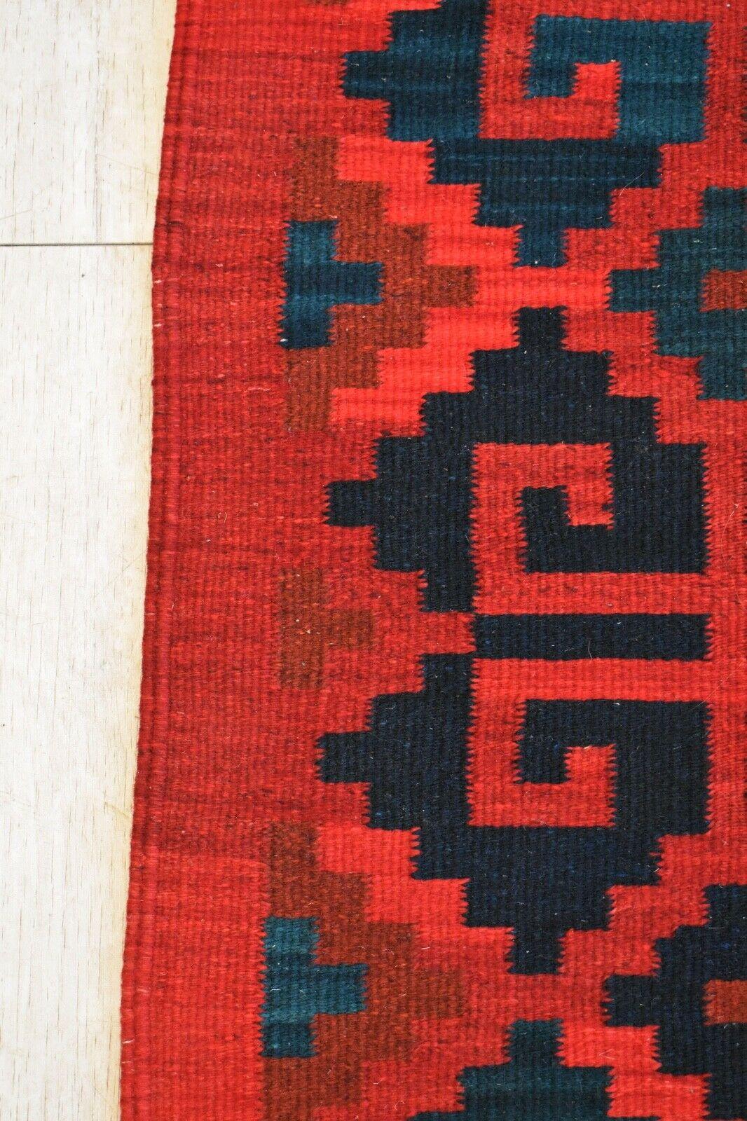 Vintage Handwoven Geometric Kilim Rug / Runner Natural Dye In Good Condition In London, GB