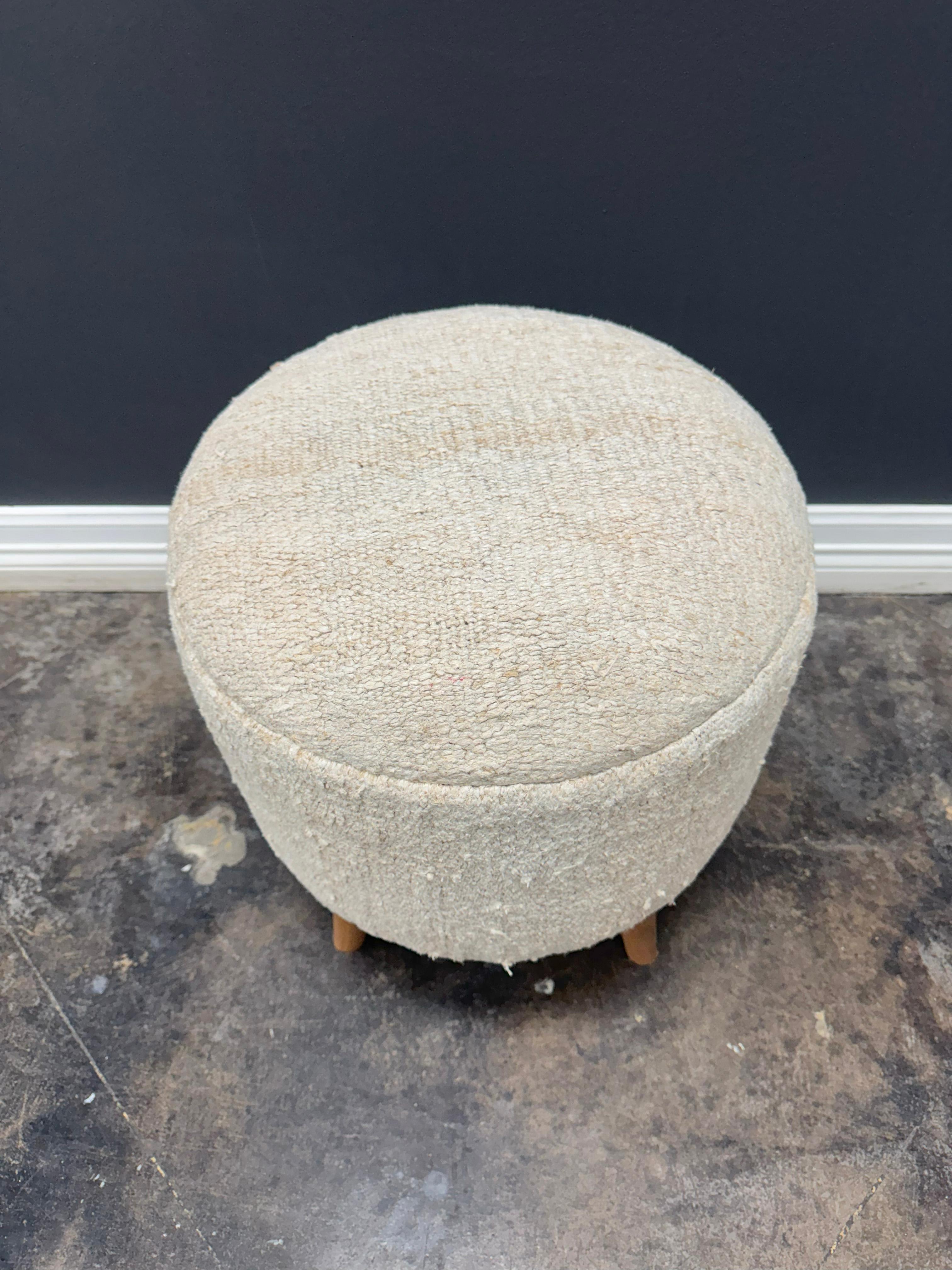 Tissé à la main Pouf tissé à la main beige et sarcelle des années 1960 en vente
