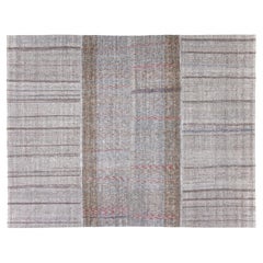 Vintage Handwoven Mid-Century Modern Persian Flatweave Rug in Natural Grey Tones