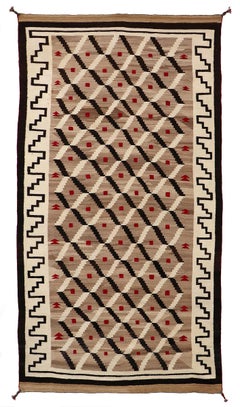 Vintage Navajo Geometric Handwoven Wool Textile, 20th-Century Southwestern Art