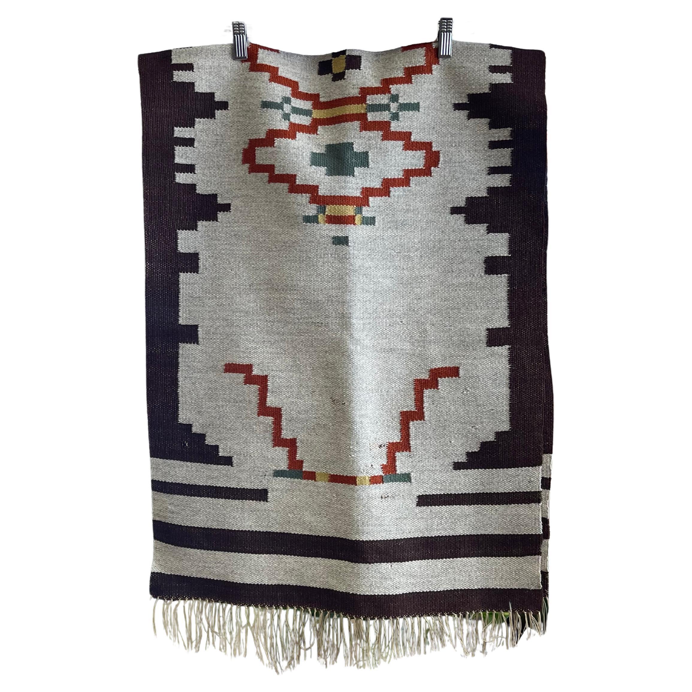 Vintage Handwoven Possibly Wool Southwestern Runner Rug or Table Runner. For Sale