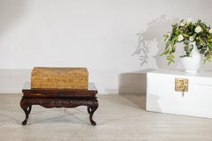 Vintage Handwoven Rattan Storage Basket with Fitted Lid in Coastal Country Style