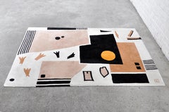 Alfombra vintage tejida a mano con diseño abstracto, años 80