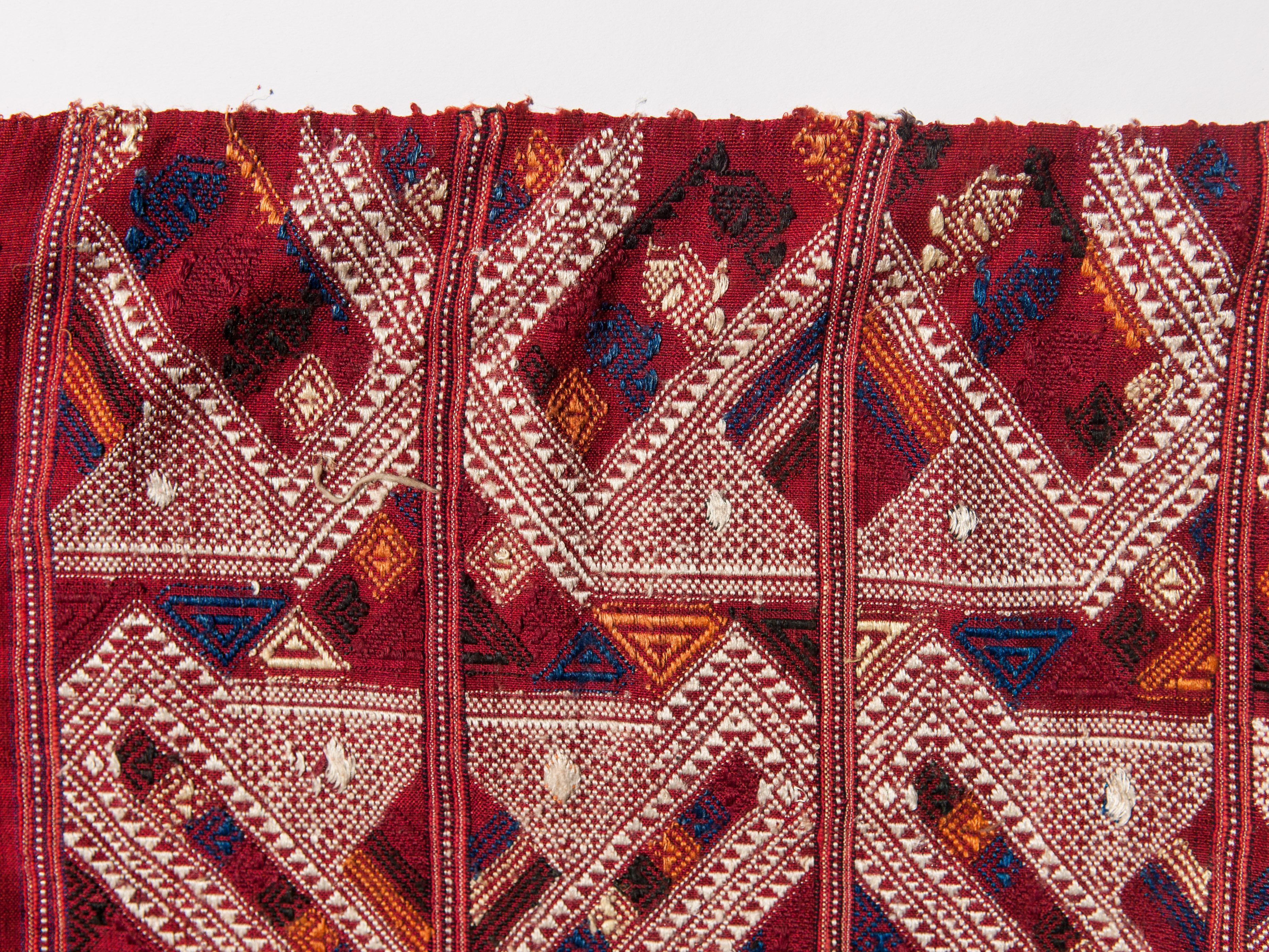 Vintage Handwoven Silk Shoulder Cloth, Supplementary Weft Laos Late 20th Century 1