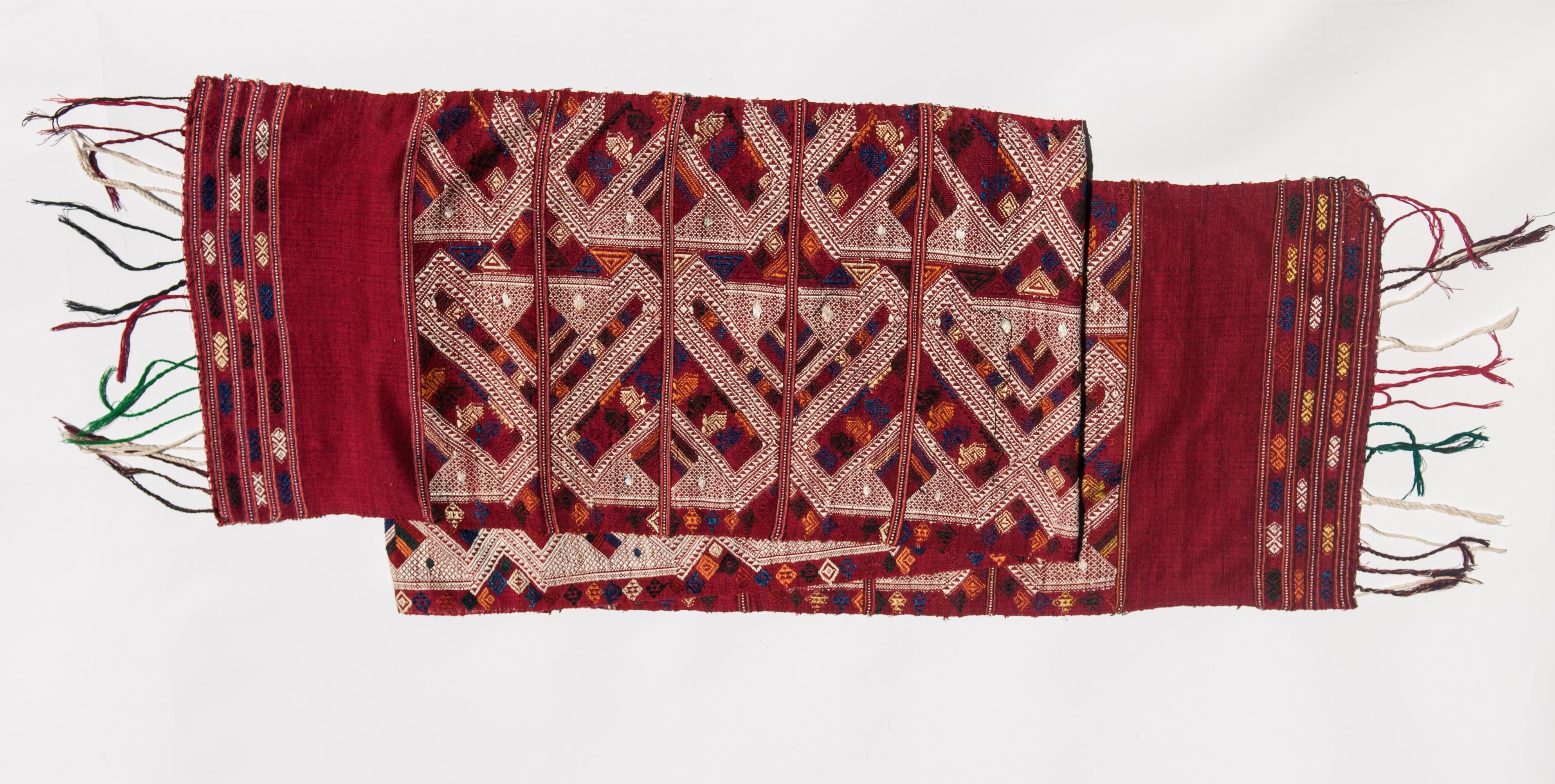 Vintage Handwoven Silk Shoulder Cloth, Supplementary Weft Laos Late 20th Century 3