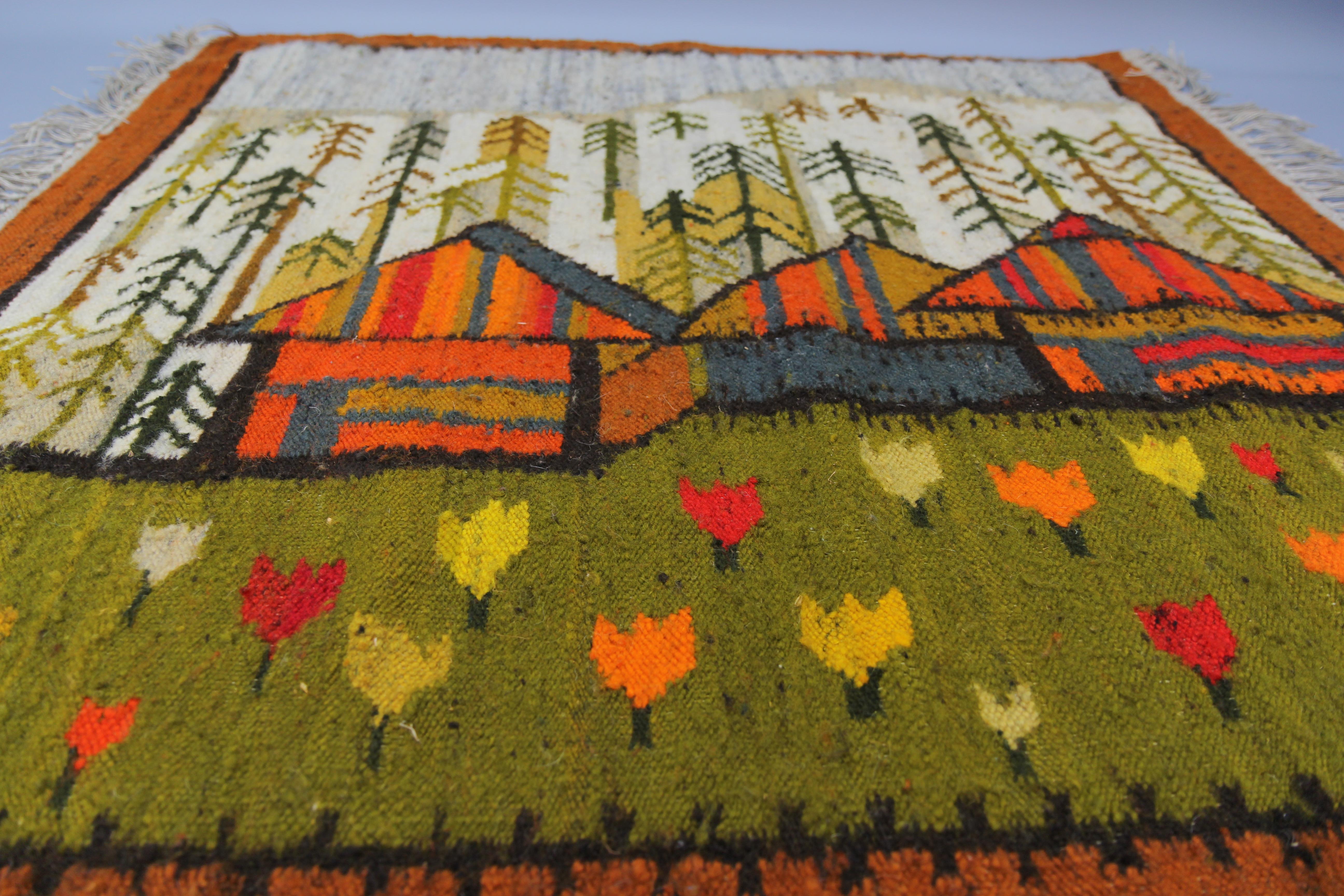 Mid-Century Modern Vintage Handwoven Tapestry by Maria Janowska, Poland, Late 20th Century For Sale
