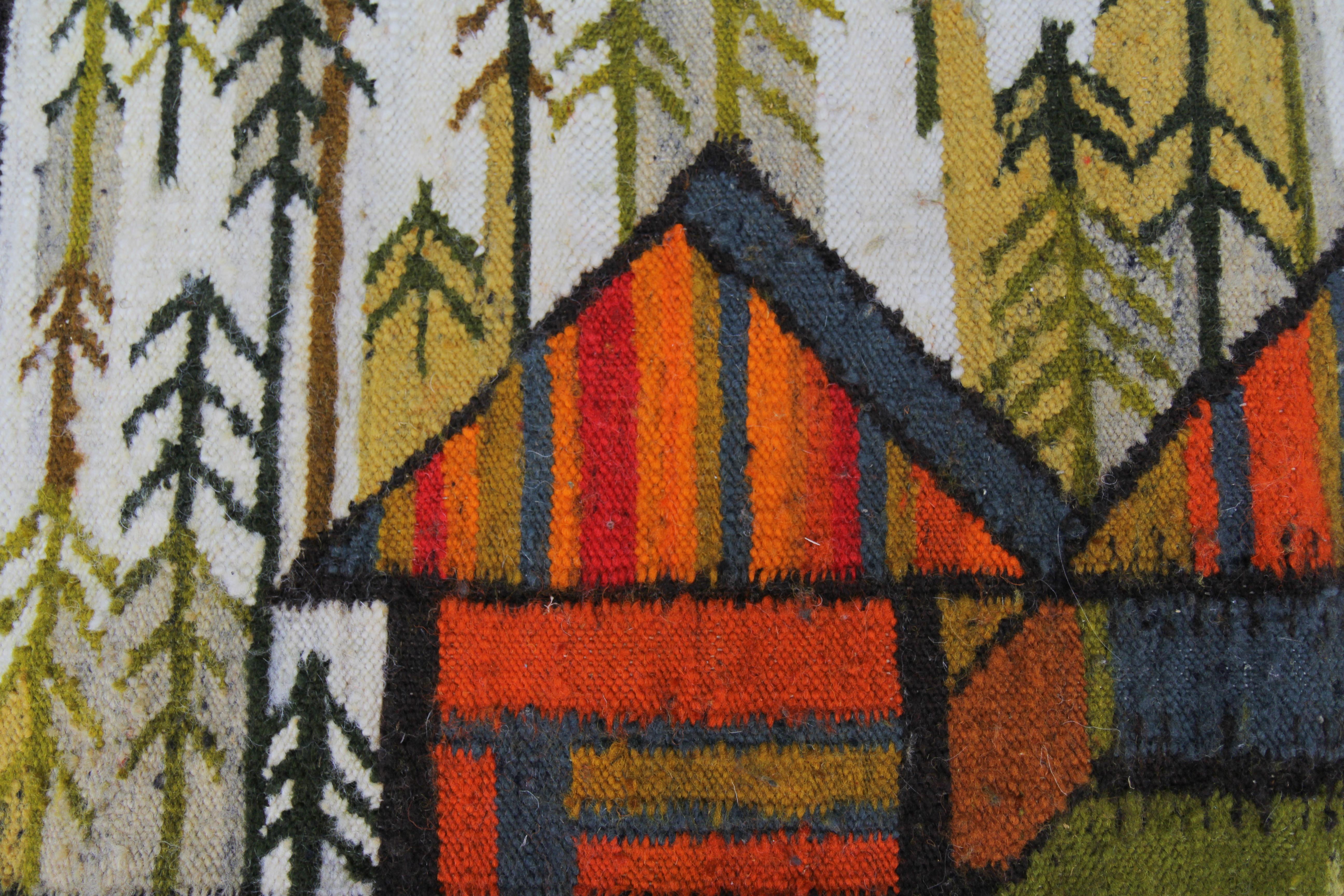 Handgewebter Vintage-Wandteppich von Maria Janowska, Polen, spätes 20. Jahrhundert im Angebot 2
