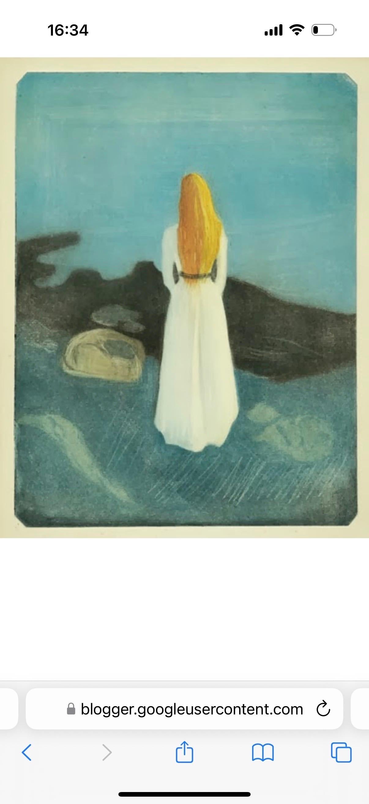Edvard Munch inspirierter Wandteppich, handgewebt, Norwegen, 1970er Jahre (Handgewebt) im Angebot