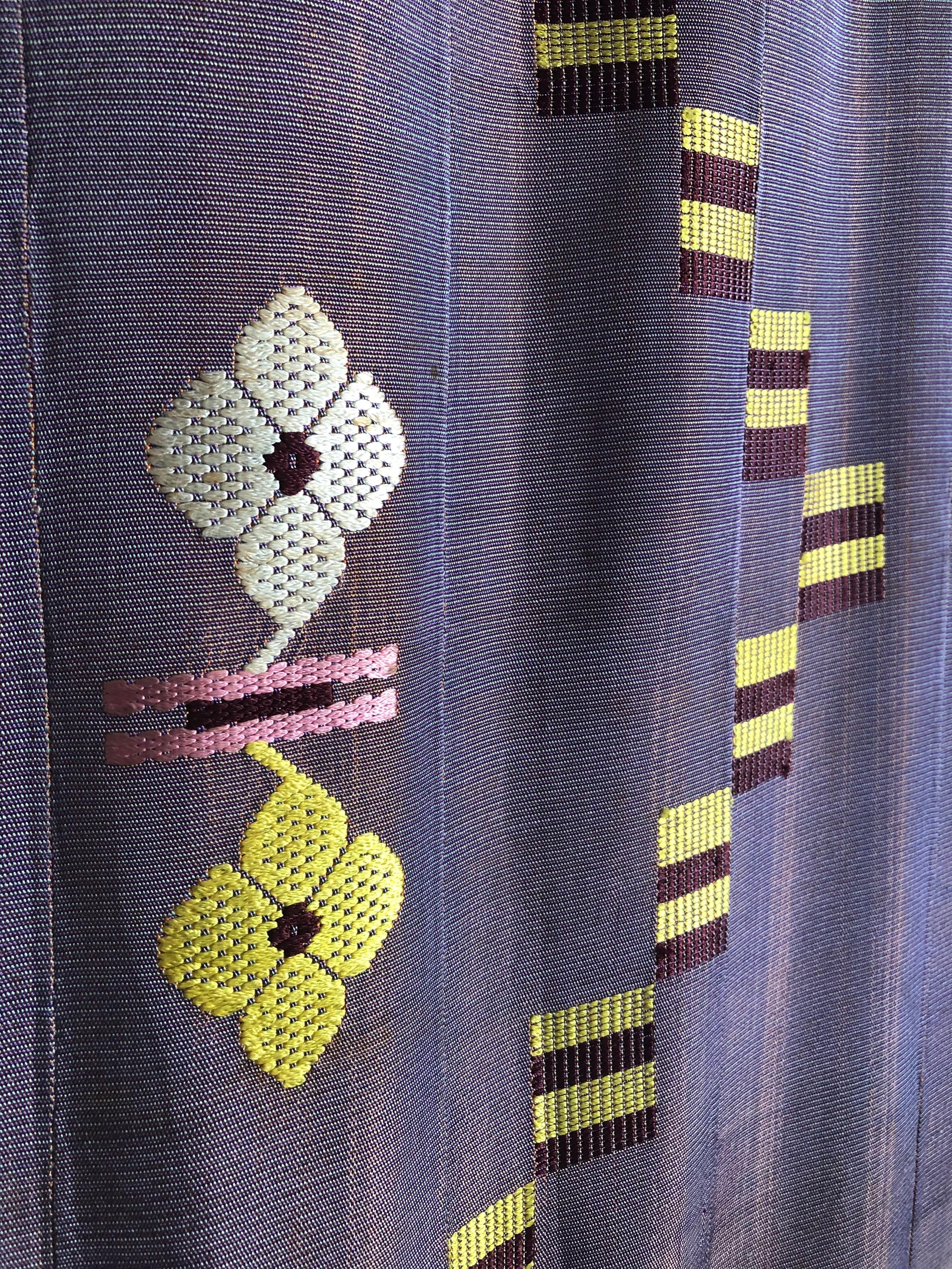 Late 20th Century Vintage Handwoven Textile with Geometrical Embroidery, West Africa, 1970's
