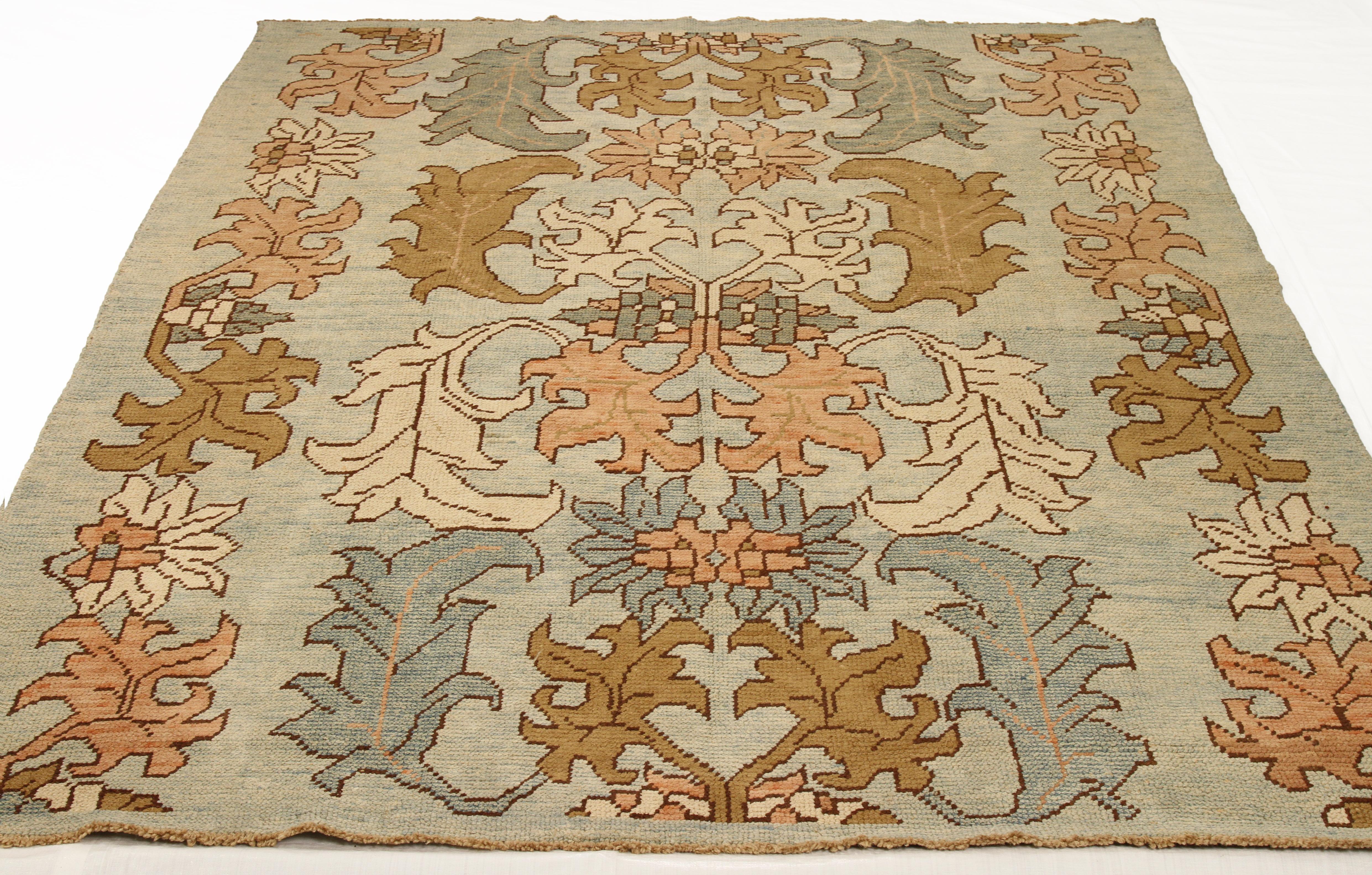 This beautiful Turkish rug is a true masterpiece, carefully crafted by skilled artisans using only the finest quality sheep's wool. Colored with eco-friendly vegetable dyes, it is not only safe for humans and pets but also gentle on the environment.