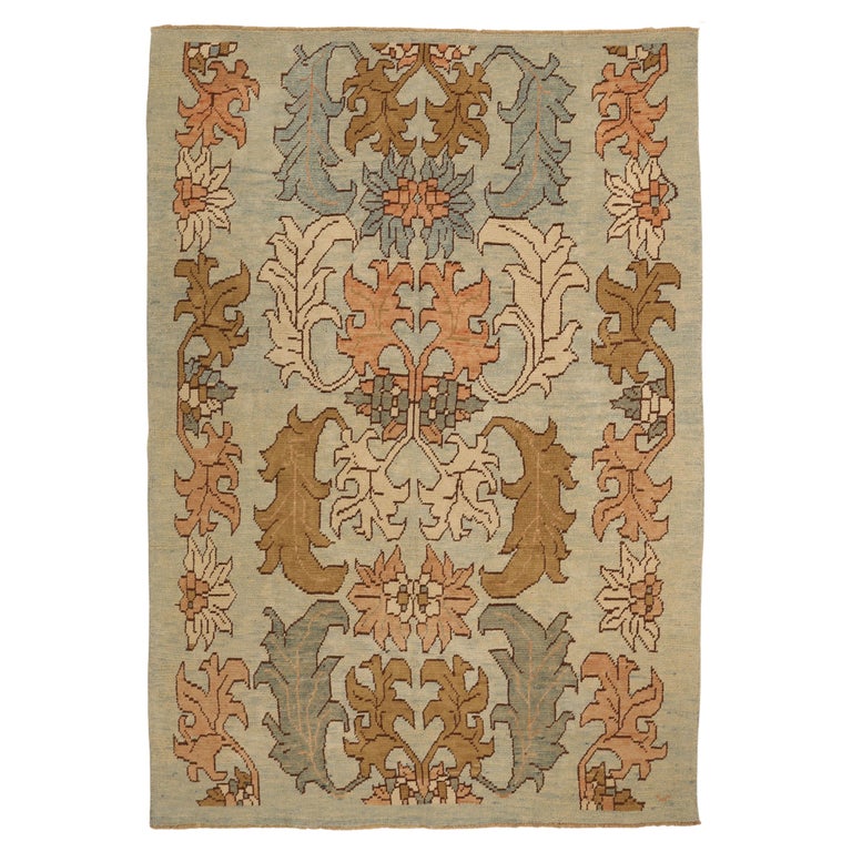 Vintage Handwoven Turkish Area Rug Donegal Design For Sale at 1stDibs