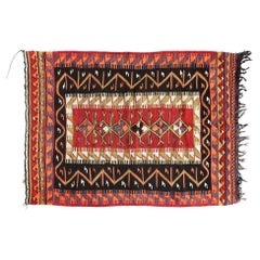 Vintage Handwoven Turkish Black Wool Rug