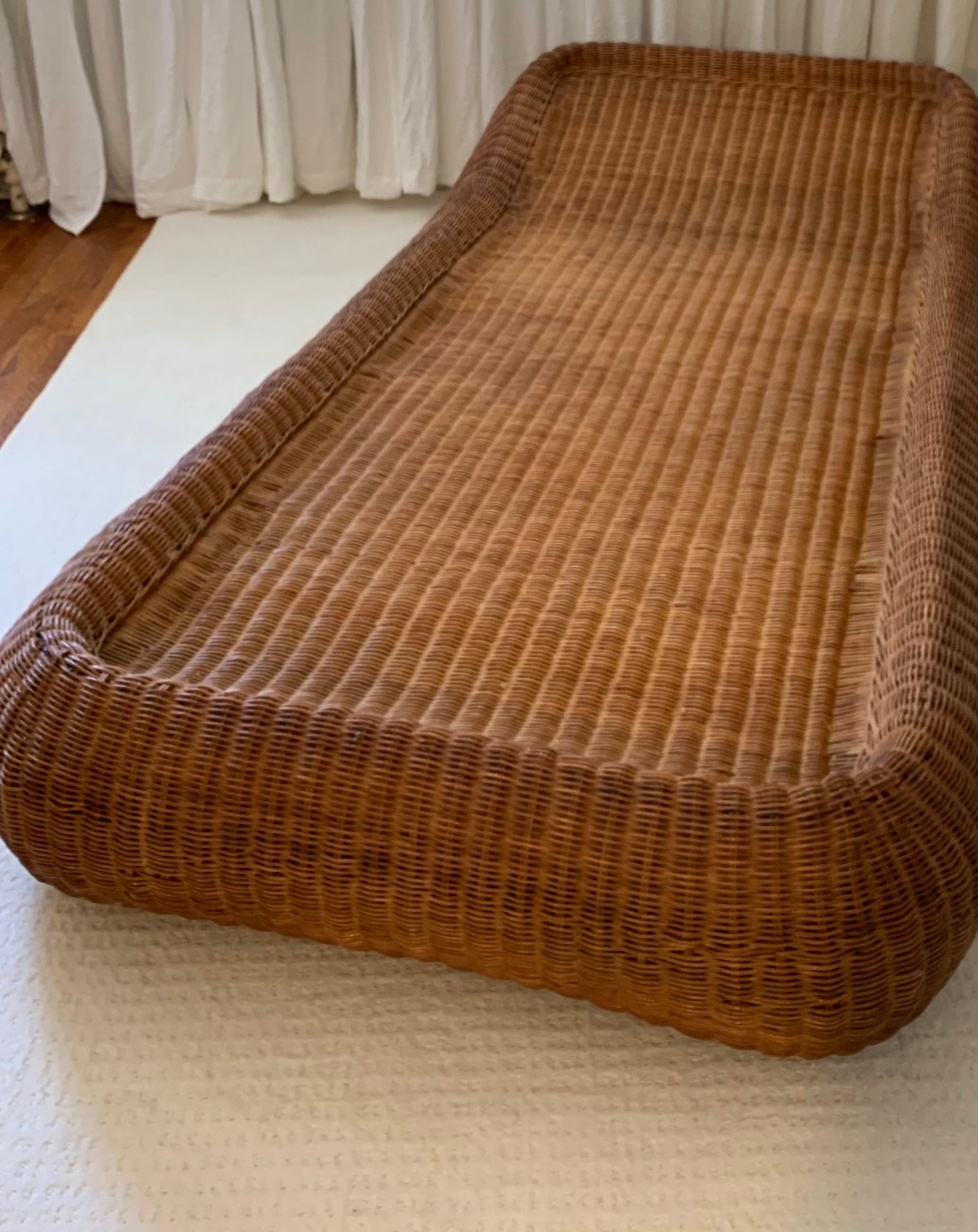 Philippine Vintage Handwoven Wicker Chaise Lounge, 1970’s