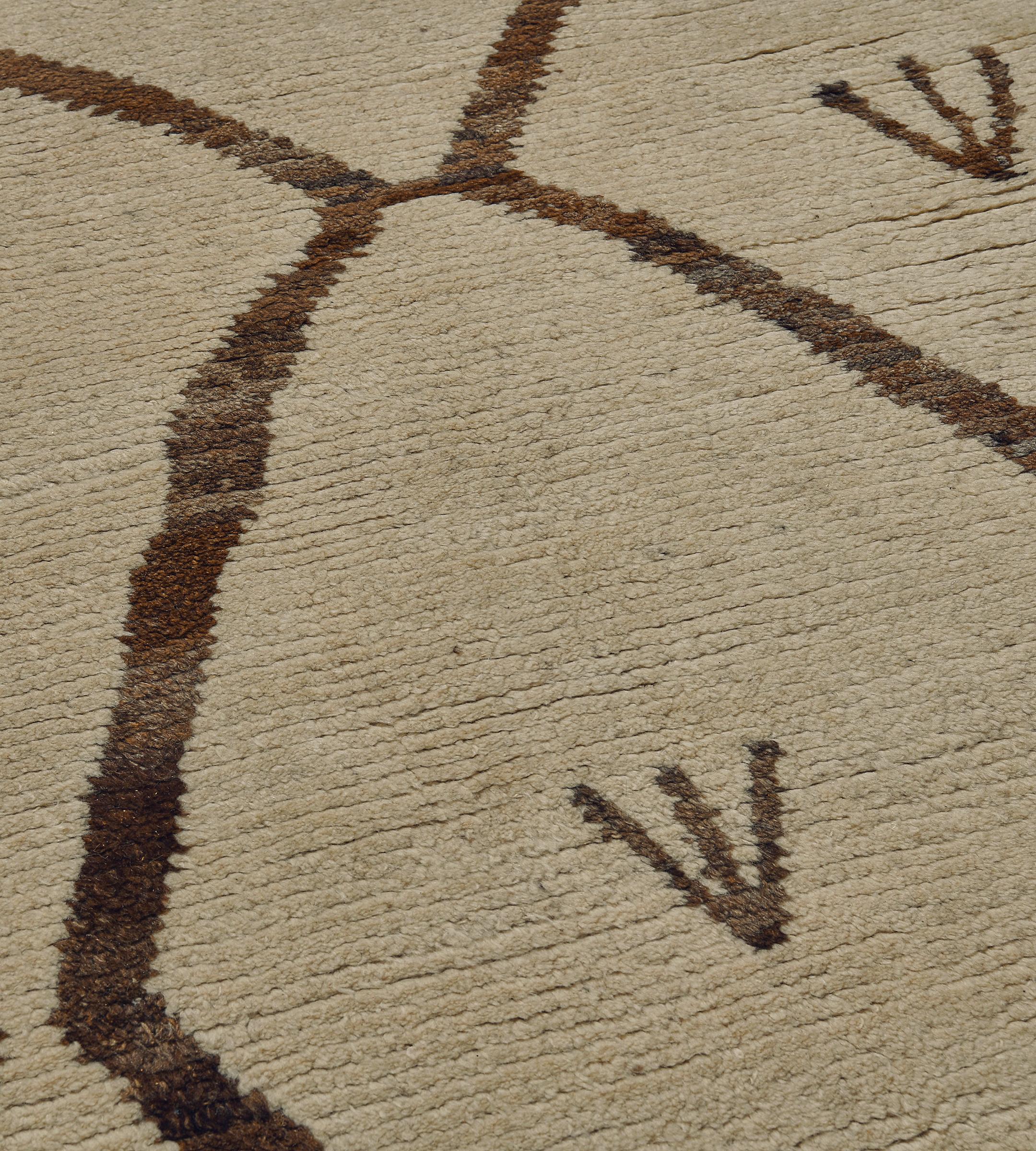Hand-Knotted Vintage Handwoven Wool Moroccan Deco Rug For Sale
