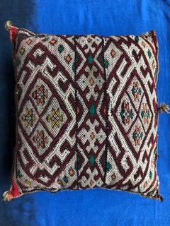 Vintage Moroccan Kilim Throw Pillow Handwoven Wool Square Berber Tribal Boho