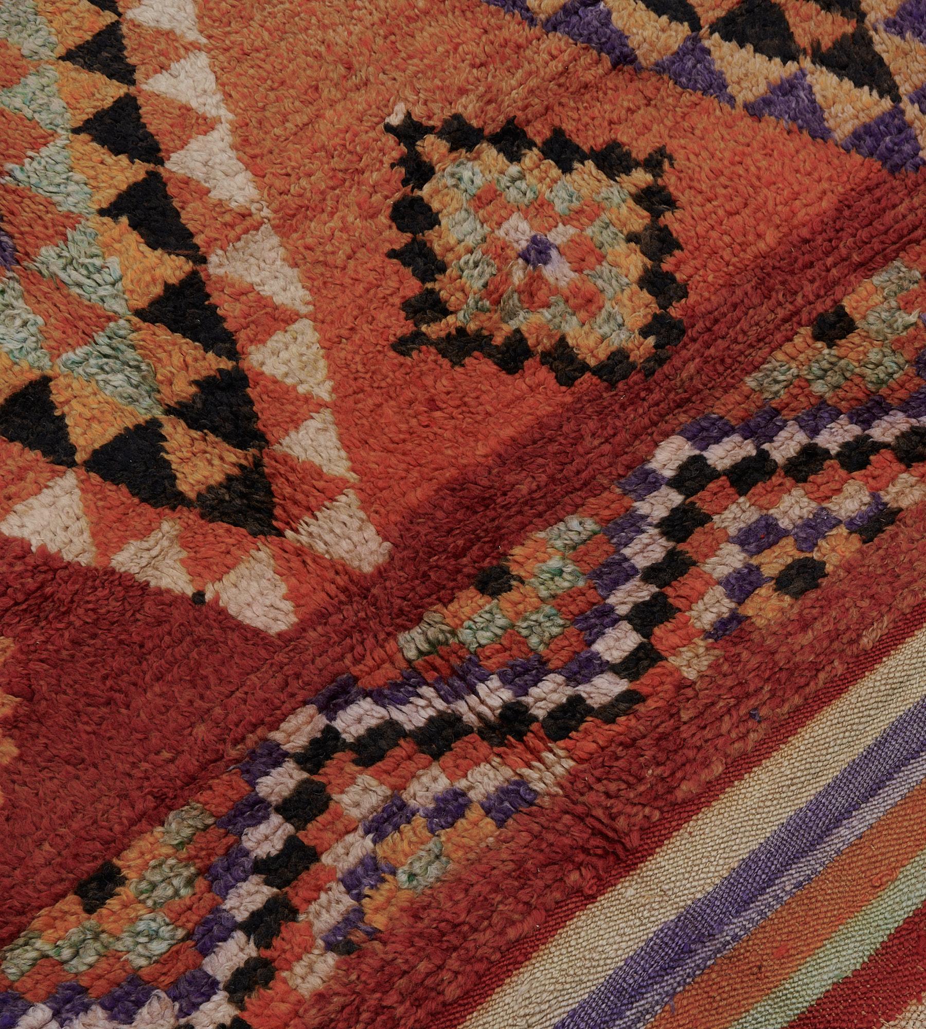 20th Century Vintage Handwoven Wool Moroccan Rug For Sale