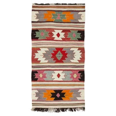 Vintage Handwoven Wool Mut Kilim Central Anatolian Rug Semi Old Turkish Carpet