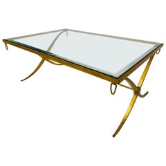 Vintage Handwrought Iron, Gilded Empire, Style Cocktail Table