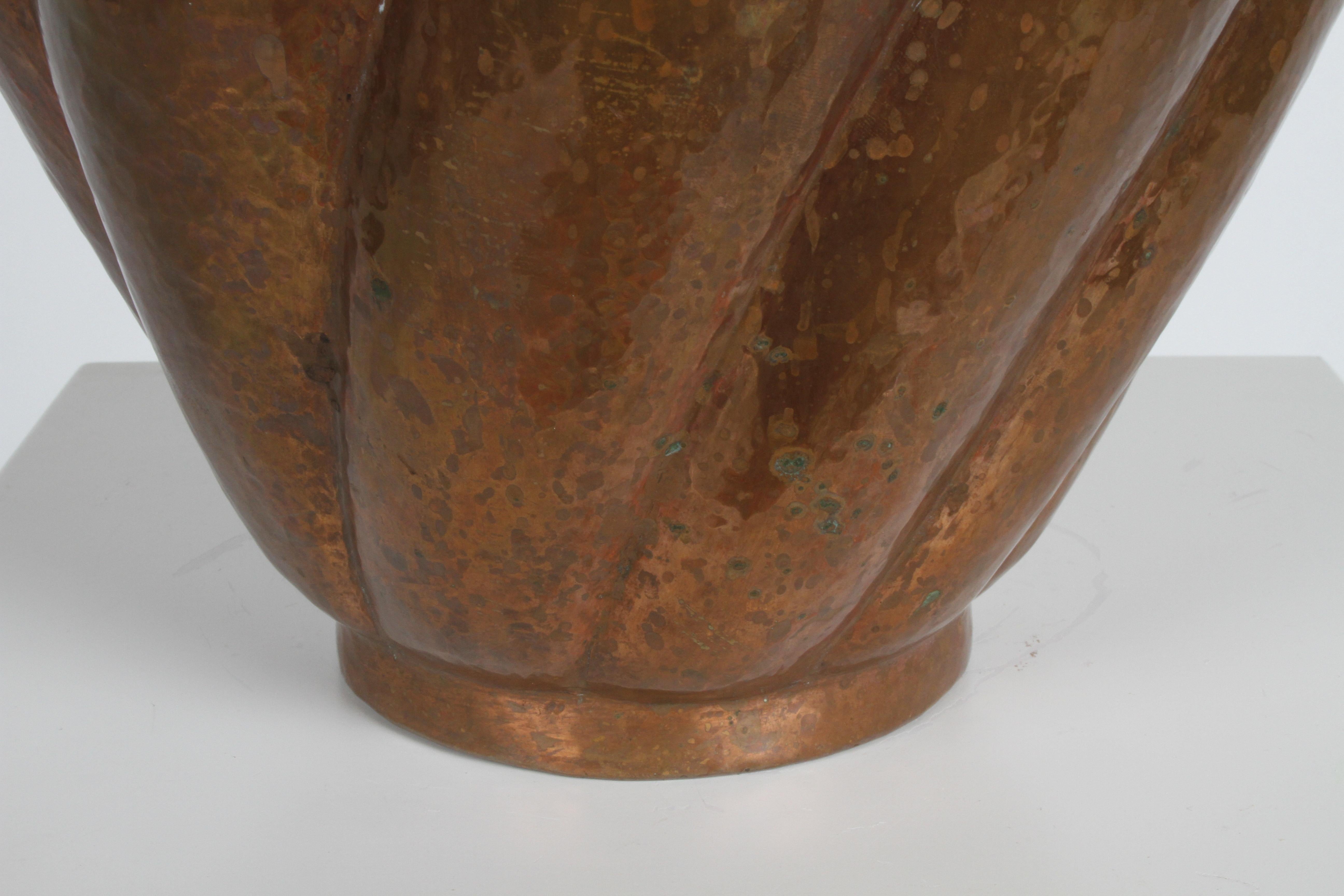 Mid-Century Modern Vintage Handwrought Santa Clara del Cobre Sculptural Copper Vessel or Vase For Sale