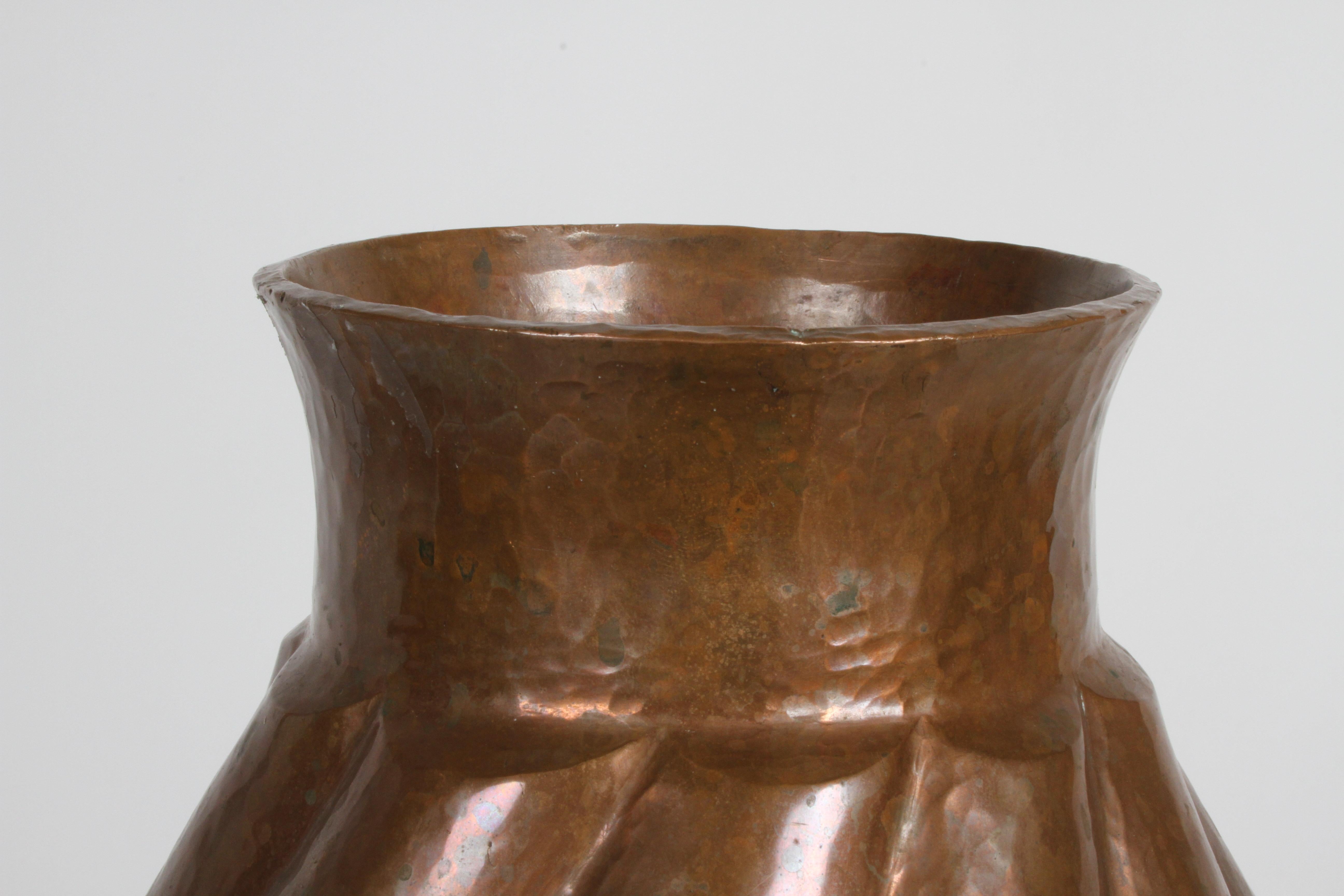 Hand-Crafted Vintage Handwrought Santa Clara del Cobre Sculptural Copper Vessel or Vase For Sale