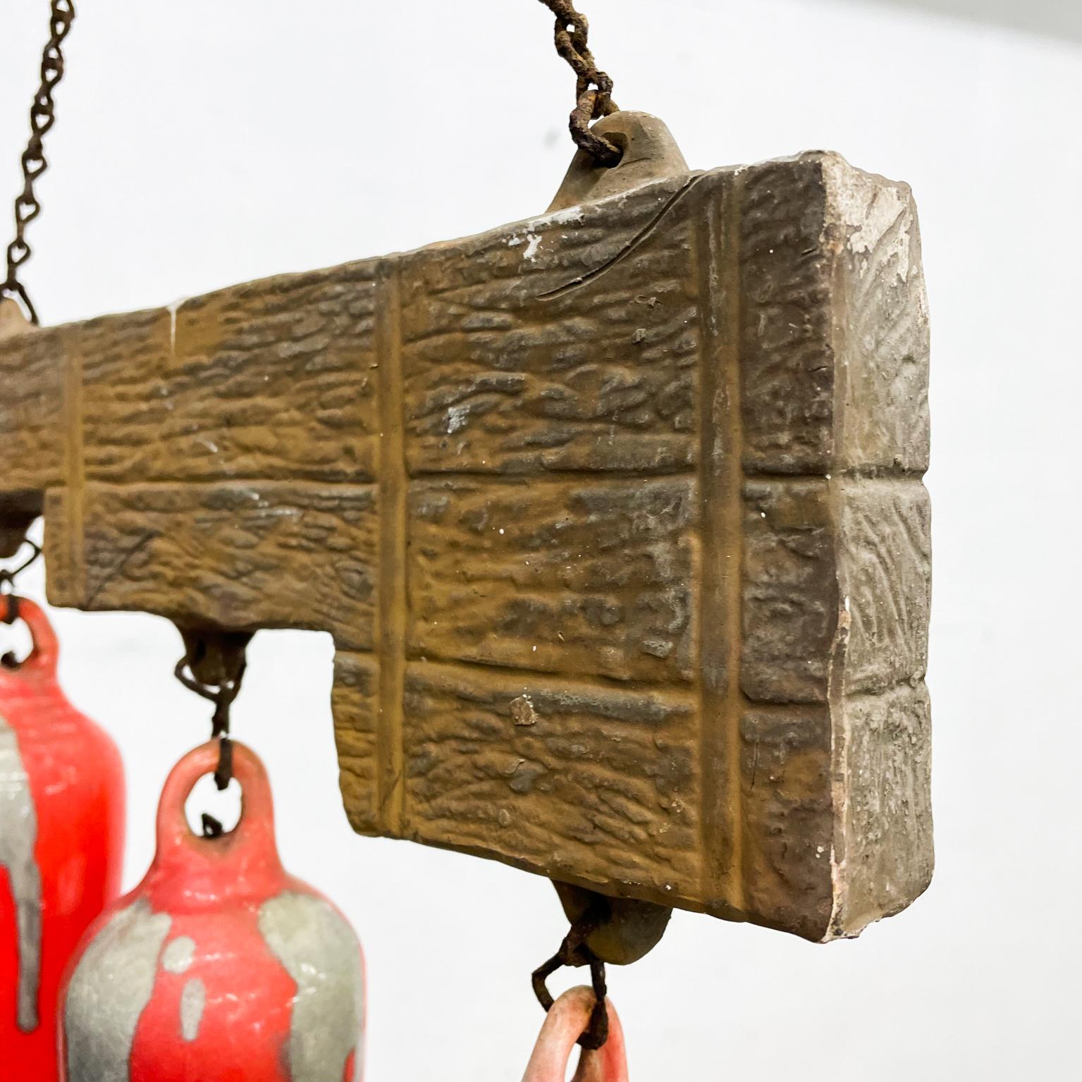 Vintage Hanging Art Pottery Wind Chime Three Bells of Santa Ynez, California 1