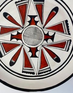 Piatto in ceramica d'arte vintage da appendere, piatto decorativo da parete in stile Hopi