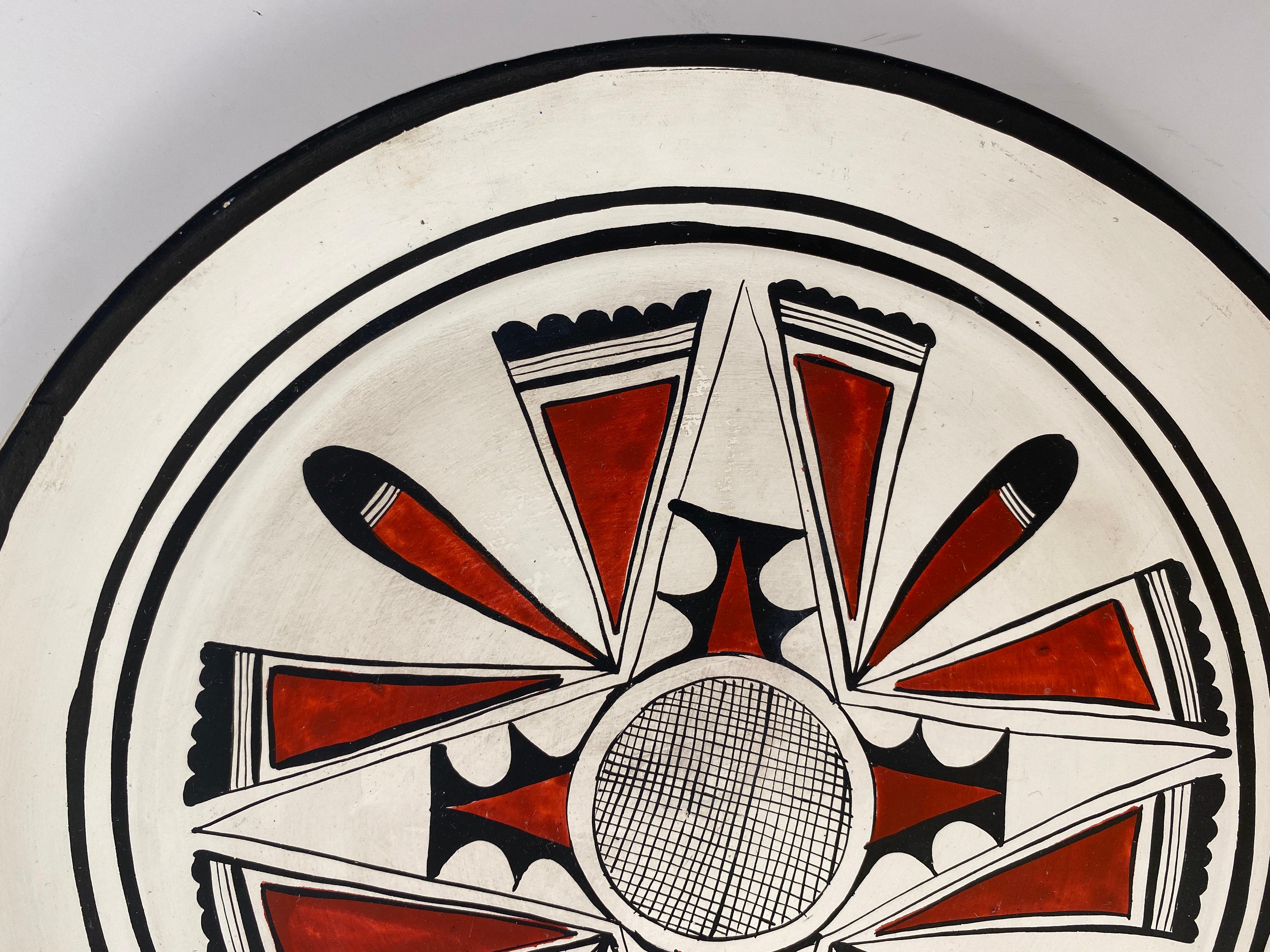 Hängender Keramik-Kunst-Töpferteller im Hopi-Stil, dekorative Wandschüssel (Mexikanisch) im Angebot
