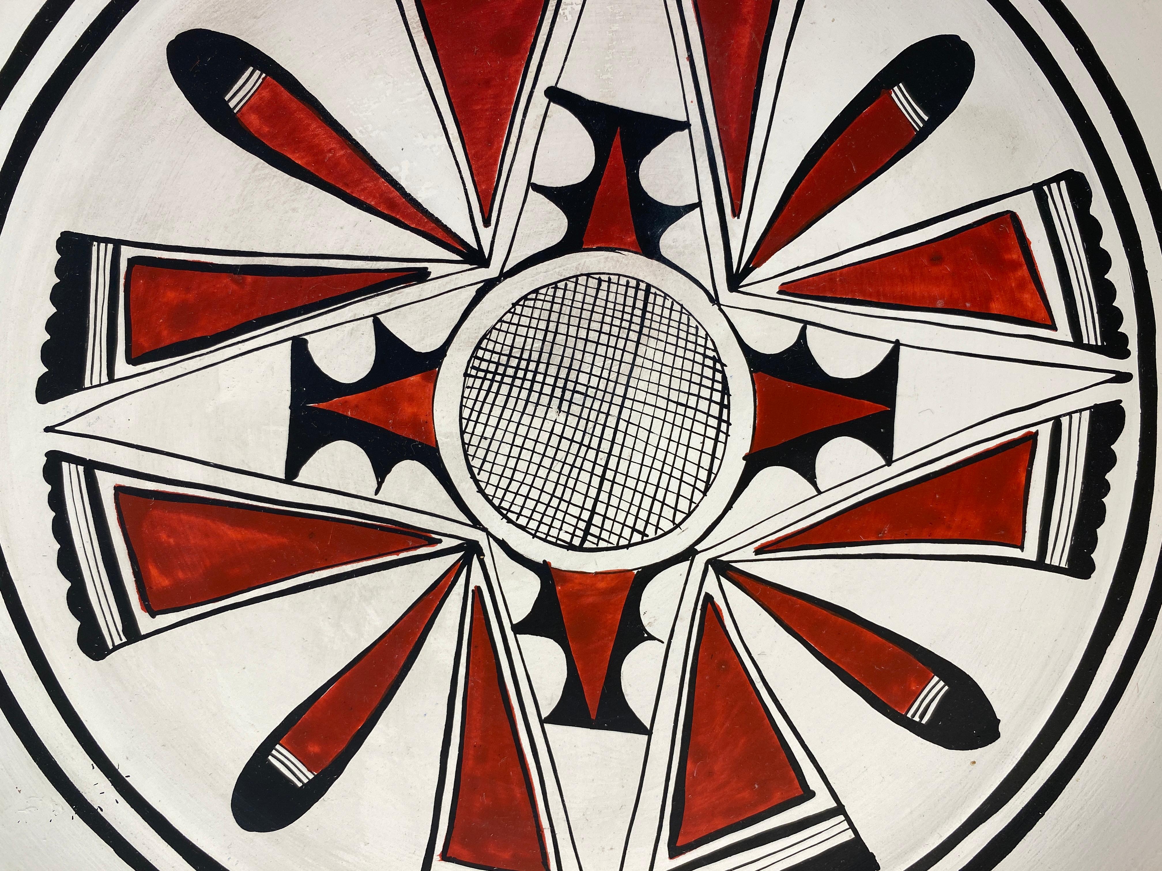 Hängender Keramik-Kunst-Töpferteller im Hopi-Stil, dekorative Wandschüssel im Zustand „Gut“ im Angebot in Miami, FL