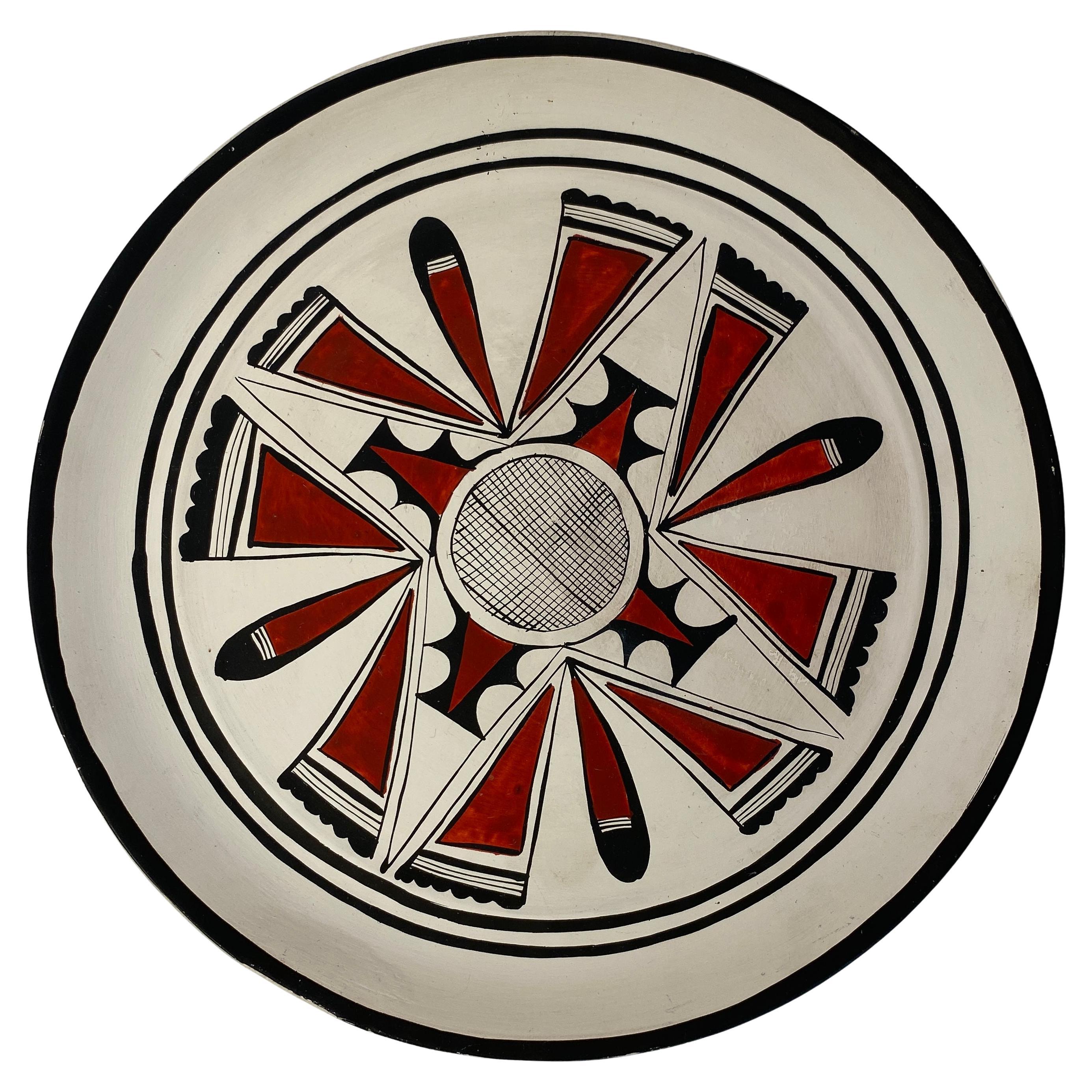 Vintage Hanging Ceramic Art Pottery Plate, Hopi Style Decorative Wall Dish