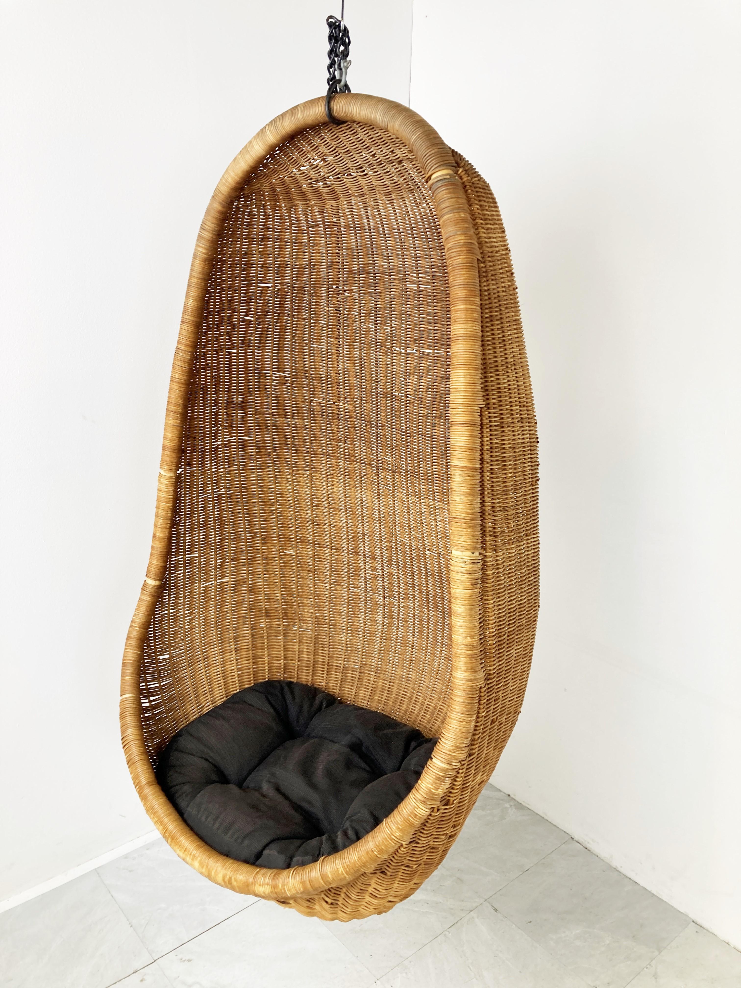 Wicker Vintage Hanging Egg Chair by Nanna Ditzel, 1960s  For Sale