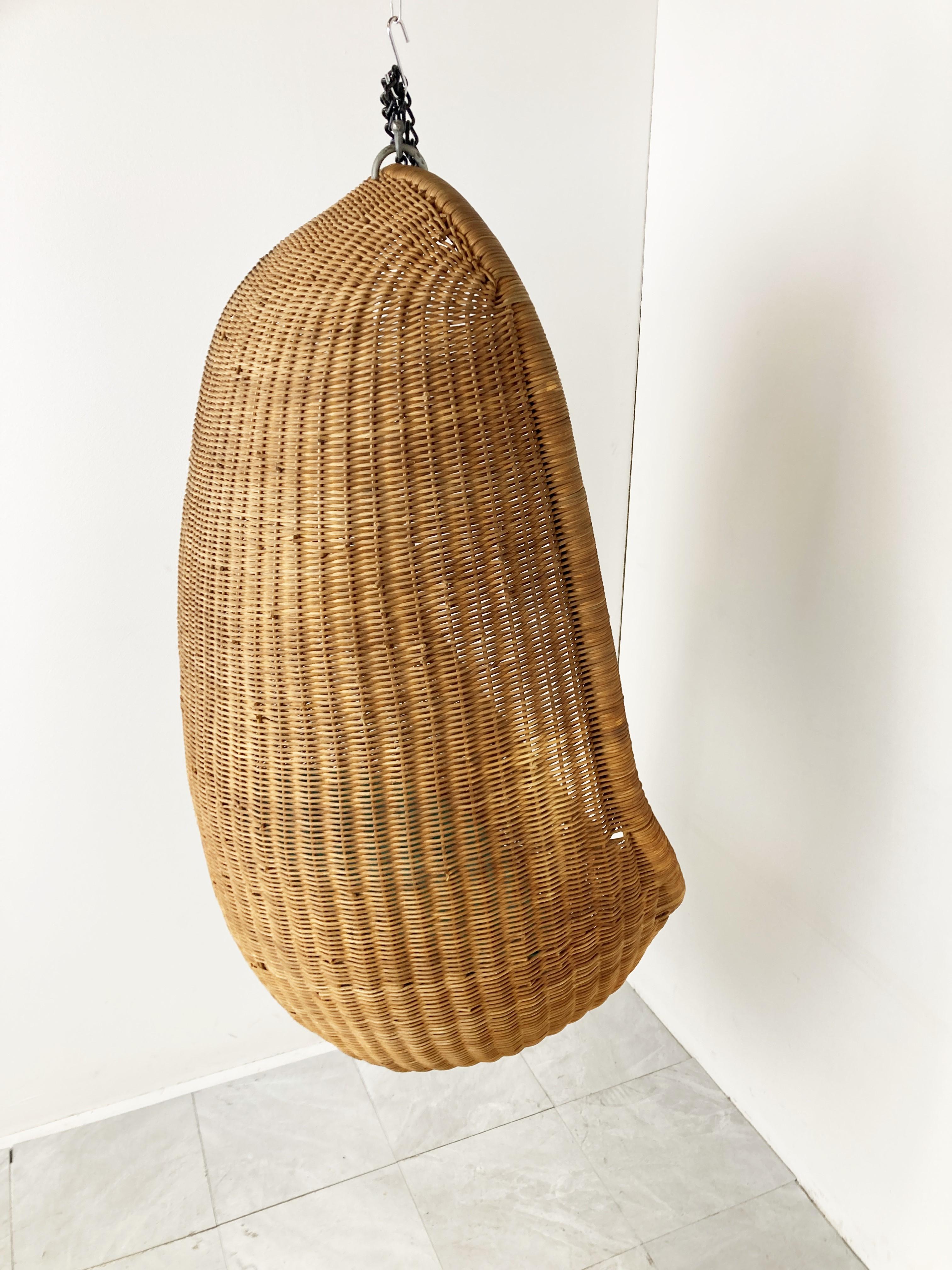 Wicker Vintage Hanging Egg Chair by Nanna Ditzel, 1960s For Sale