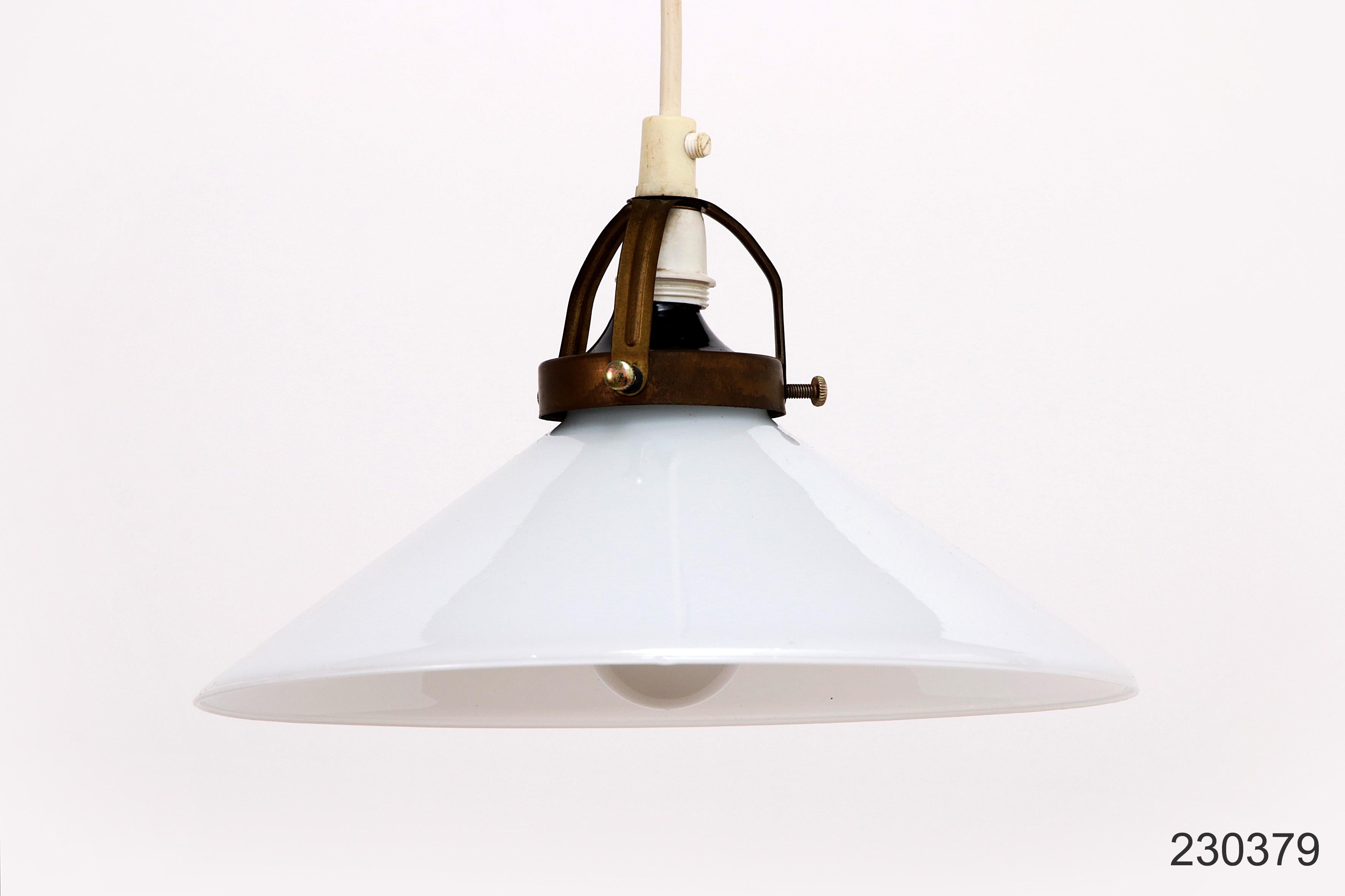 Vintage hanging lamp by Soholm made of white glass, 1970 5
