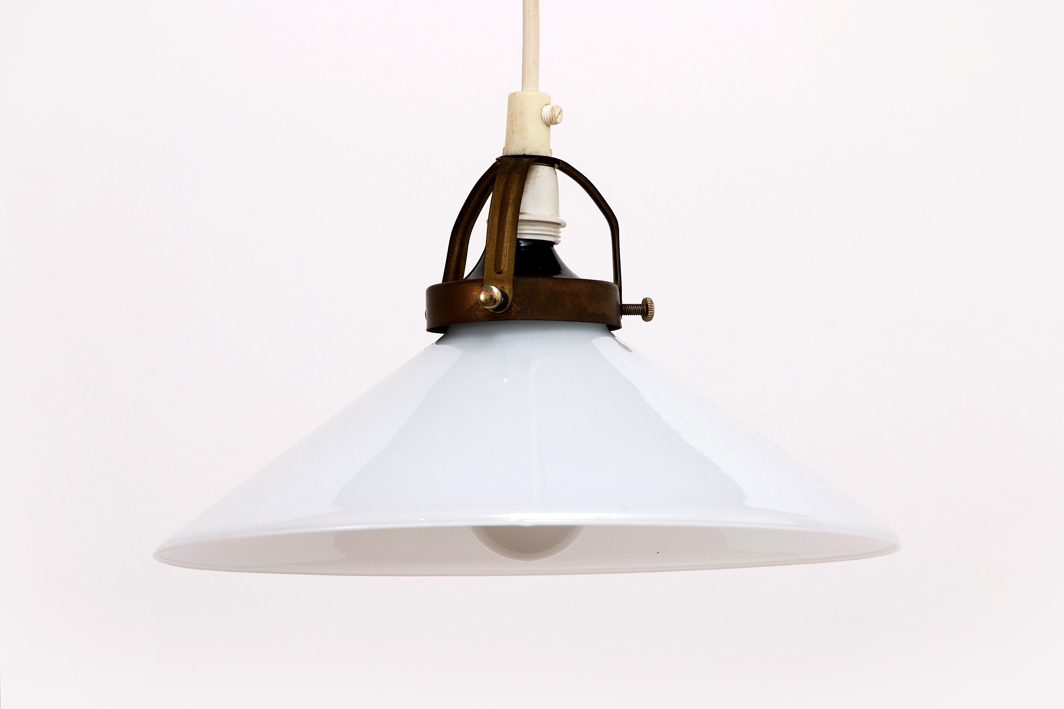 Late 20th Century Vintage hanging lamp by Soholm made of white glass, 1970 For Sale