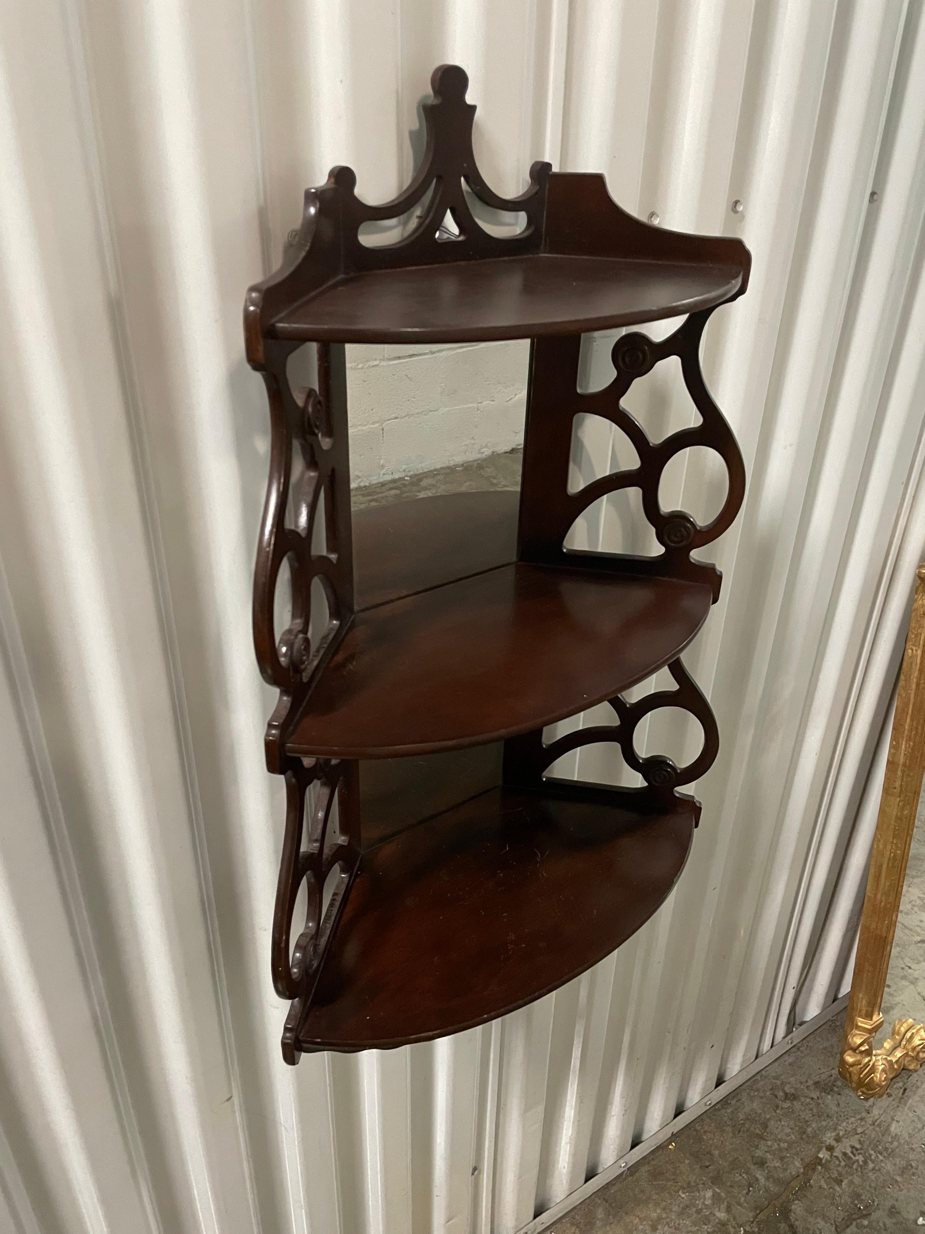 English Vintage Hanging Mahogany What Not Shelf