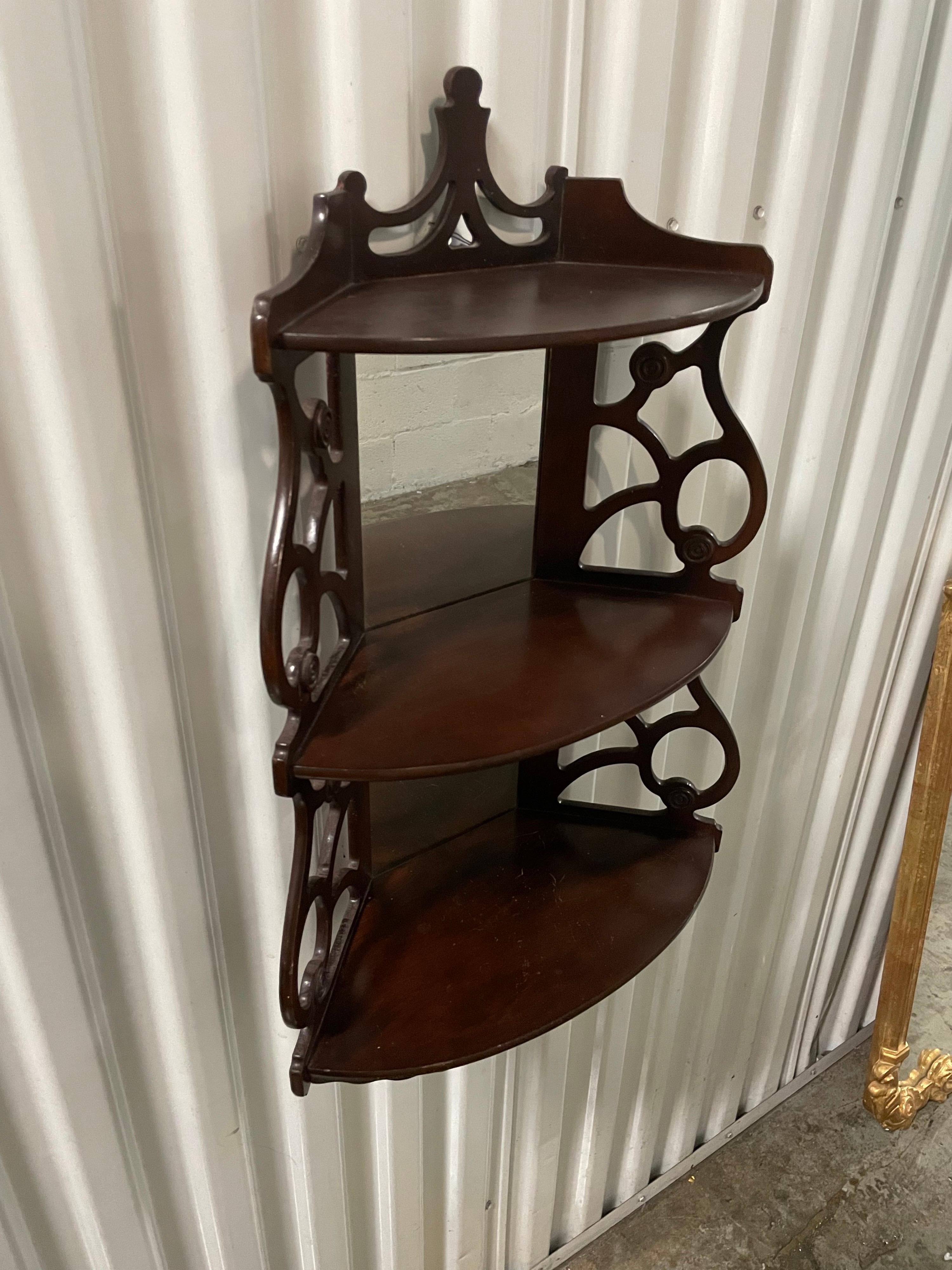 English Vintage Hanging Mahogany What Not Shelf For Sale