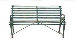 Vintage Hannecke Green Wrought Iron Garden Bench