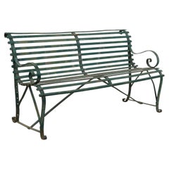 Vintage Hannecke Green Wrought Iron Garden Bench