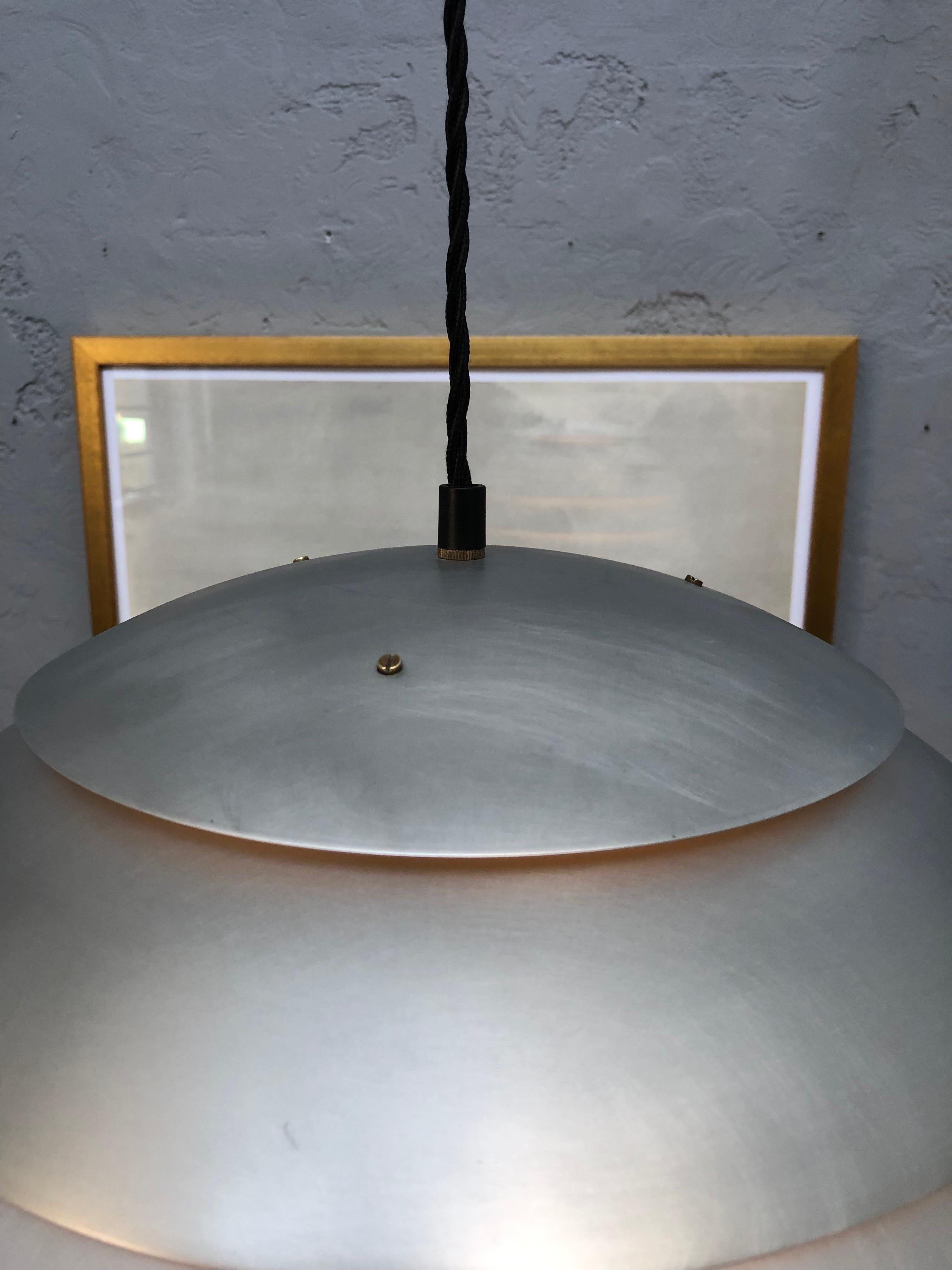 Mid-Century Modern Vintage Hans Agne Jakobsson Pendant Lamp in Brushed Aluminum from the 1960s For Sale