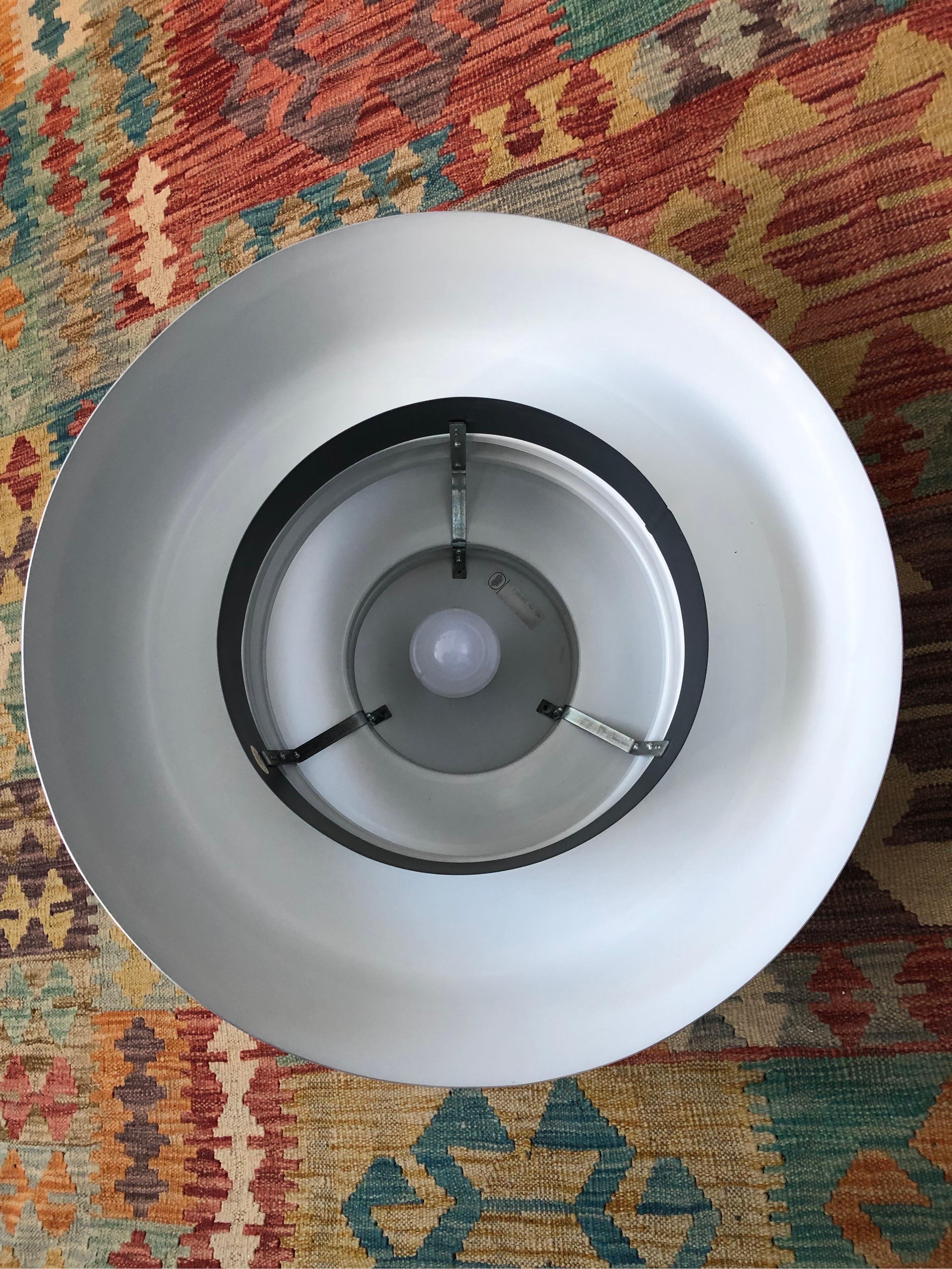 Hand-Crafted Vintage Hans Agne Jakobsson Pendant Lamp in Brushed Aluminum from the 1960s For Sale