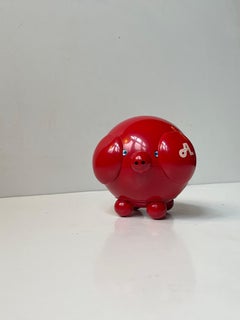 Vintage Hans Gustav Ehrenreich Hoptimist Red Piggy Bank, 1970s